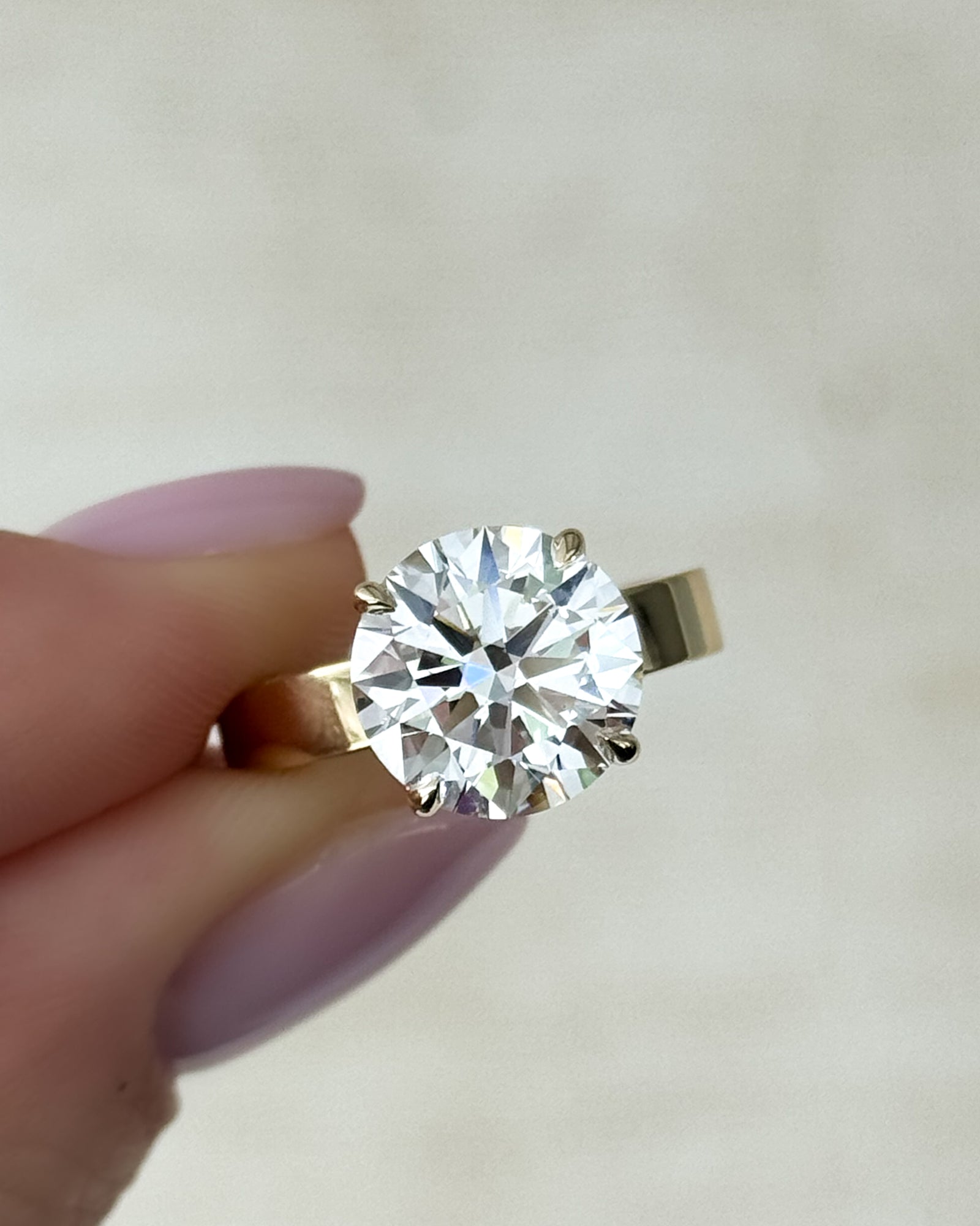 Classy Two Tone Minimalist Ring, Solitaire Round Cut Moissanite Diamond shops Ring, Light Weight Proposal Ring, Birthday Gift, Daily Wear Ring