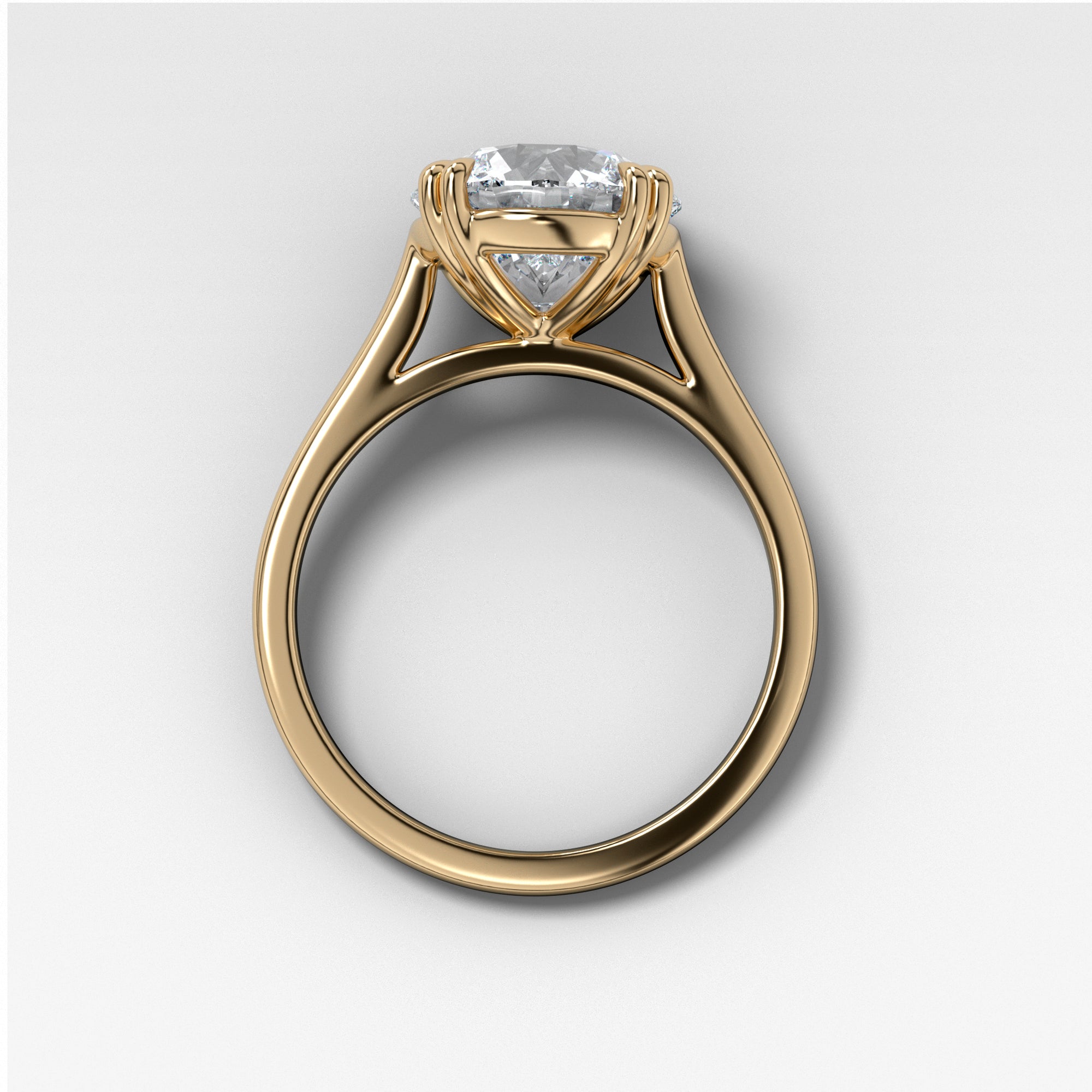 Signature Cathedral Solitaire With Round Cut Ring by Good Stone in Yellow Gold