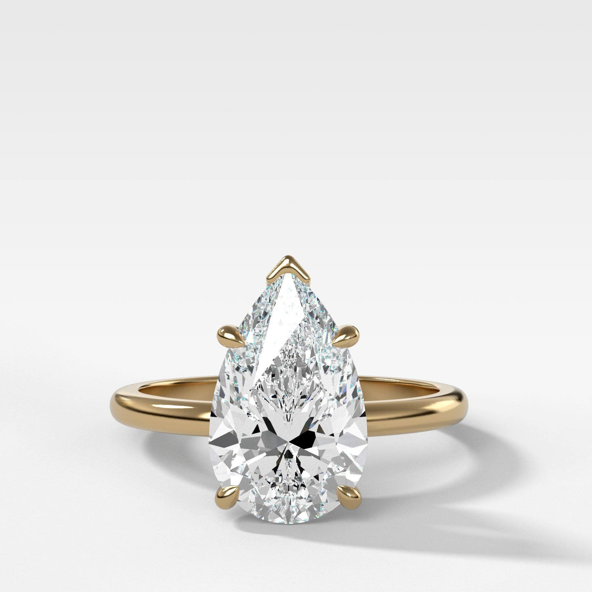 Crescent Solitaire Engagement Ring With 3.01ct Pear Cut Lab Grown Diamond