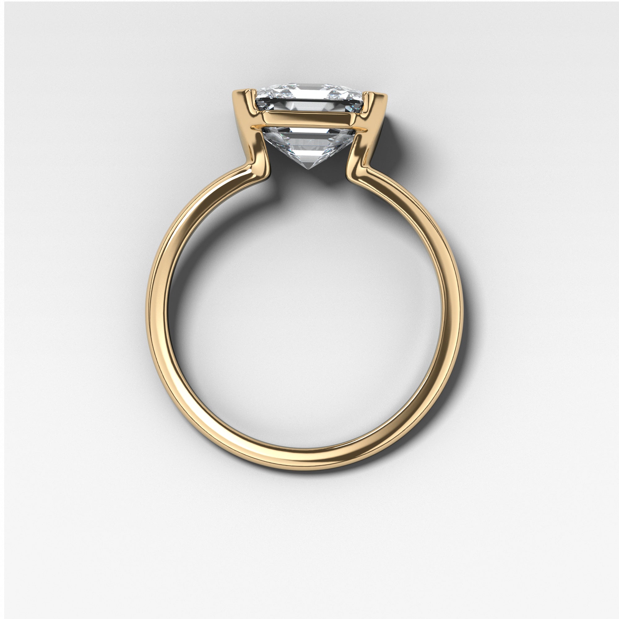 Half Bezel Solitaire Engagement Ring With Old Euro Cut by Good Stone in Yellow Gold