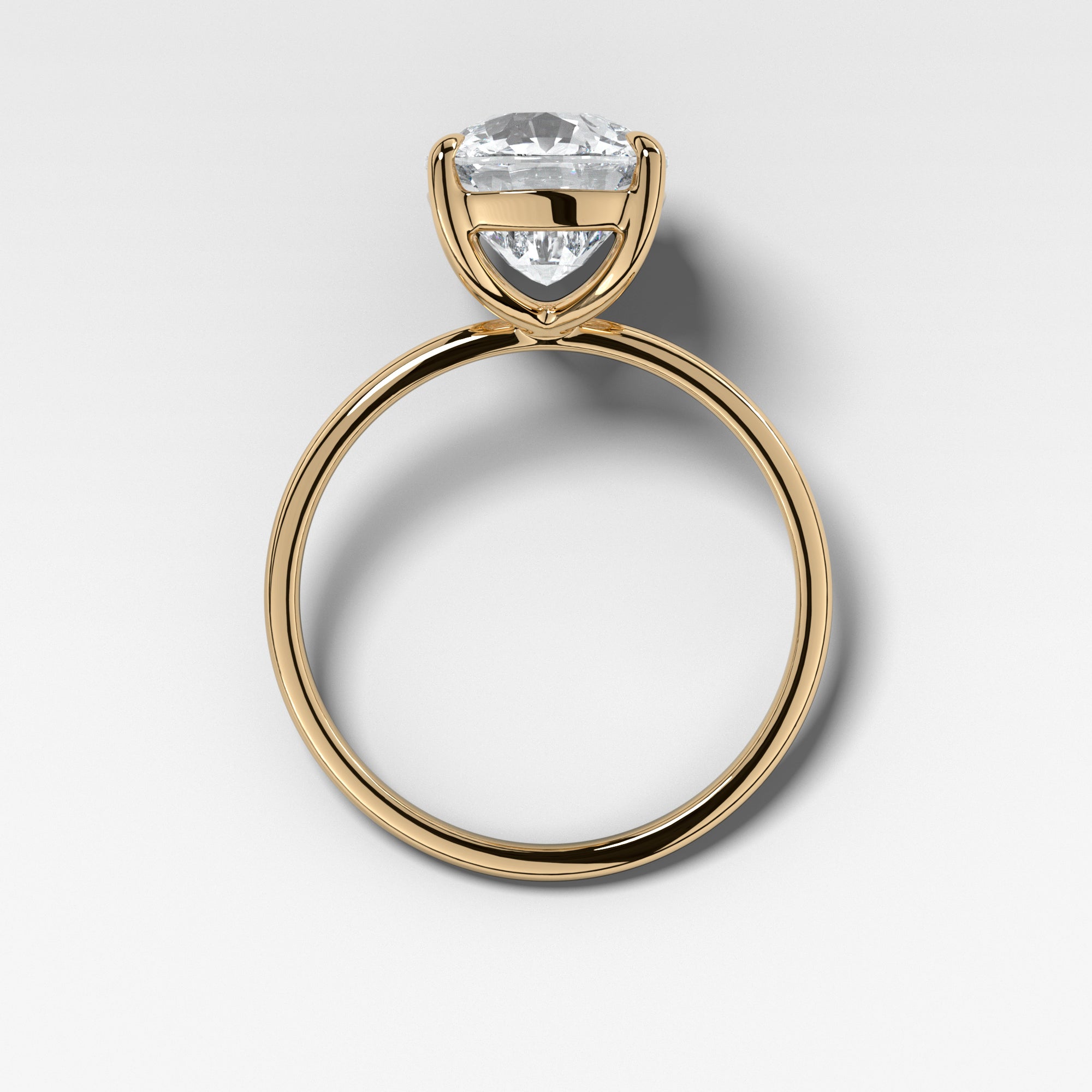 Thin + Simple Solitaire With 3.18Ct Elongated Cushion Cut by Good Stone in Yellow Gold