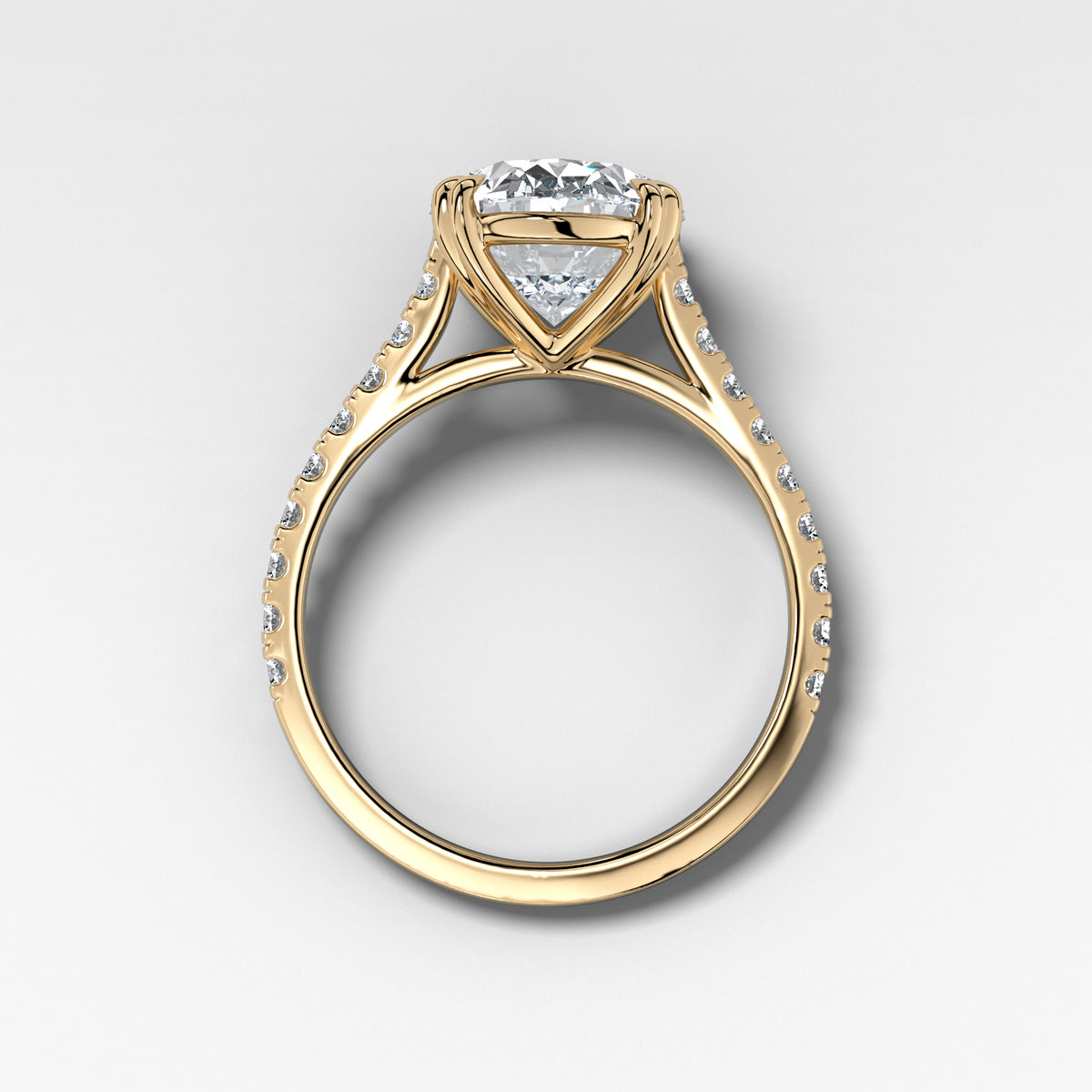 Signature Pavé Engagement Ring With Oval Cut Diamond