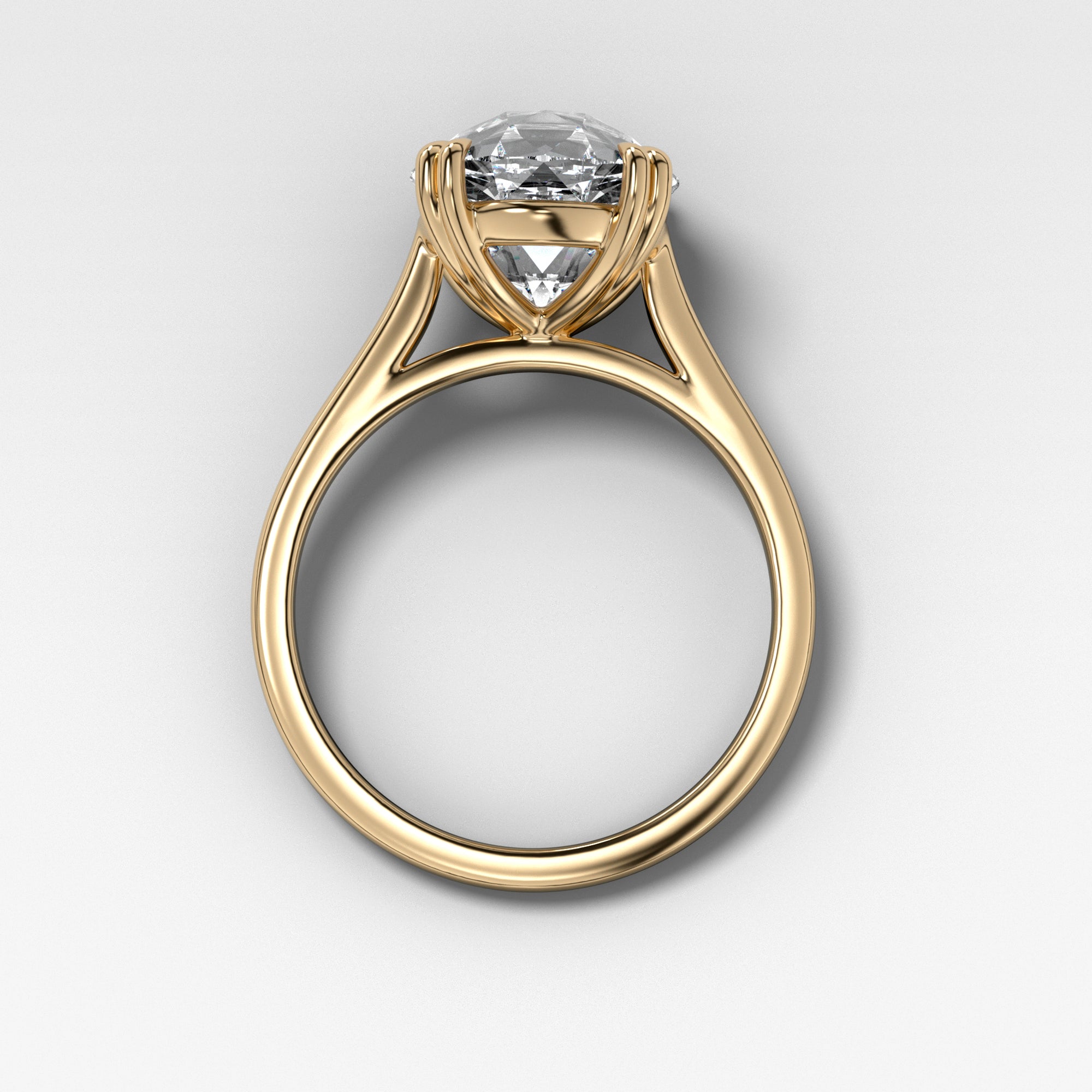 Signature Cathedral Solitaire With Old Euro Cut by Good Stone in Yellow Gold