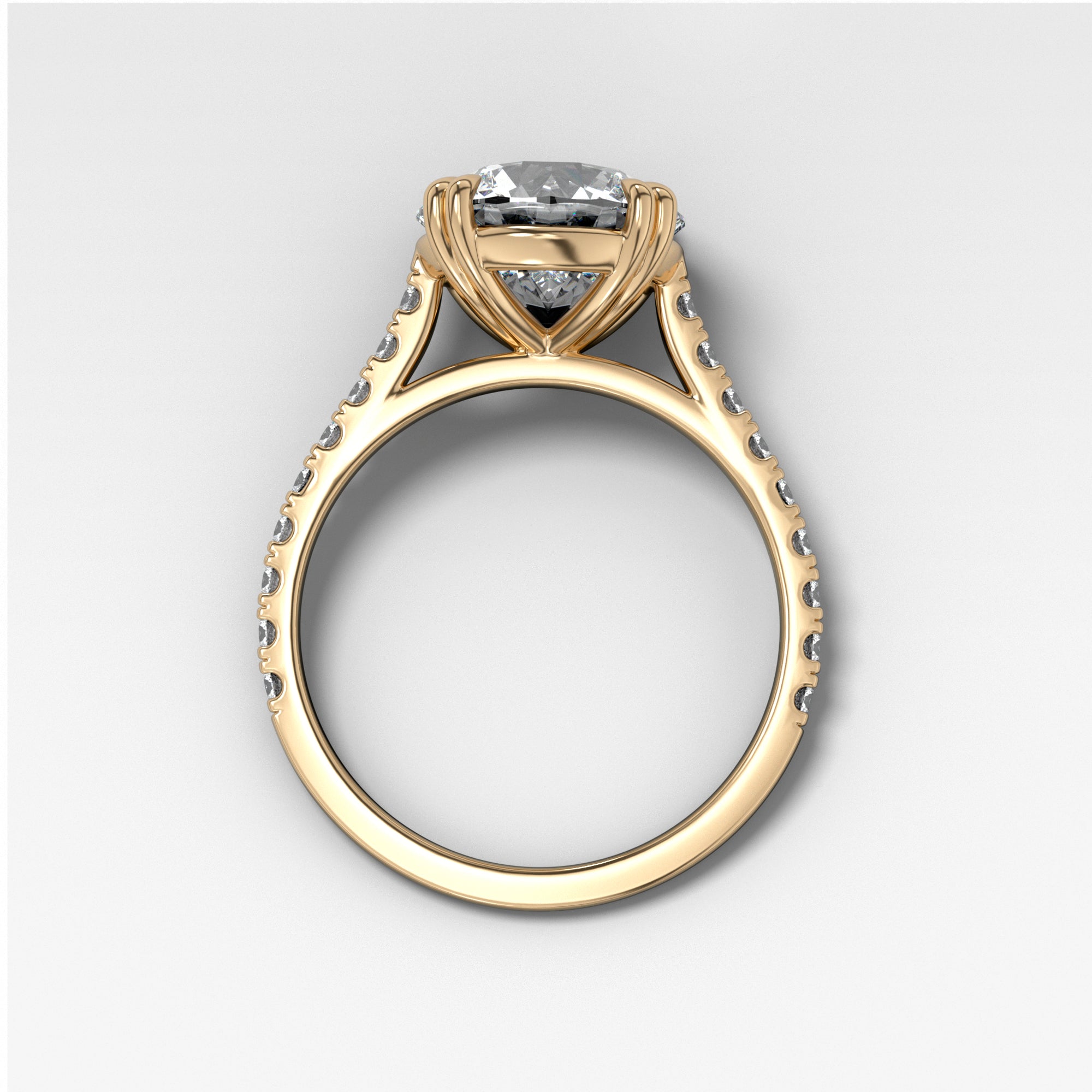 Signature Pavé Engagement Ring With Round Cut by Good Stone in Yellow Gold