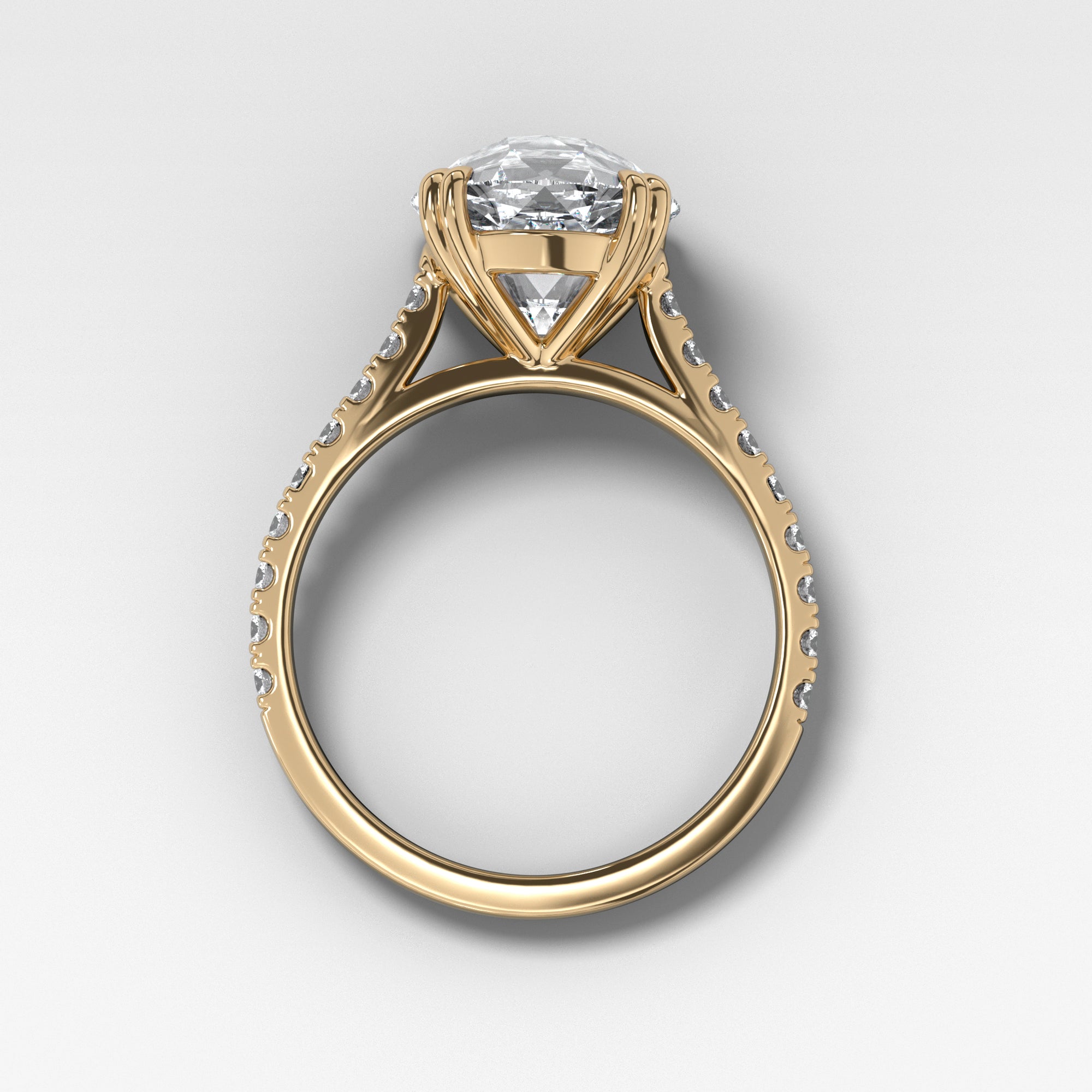 Signature Pavé Engagement Ring With Old Euro Cut by Good Stone in Yellow Gold