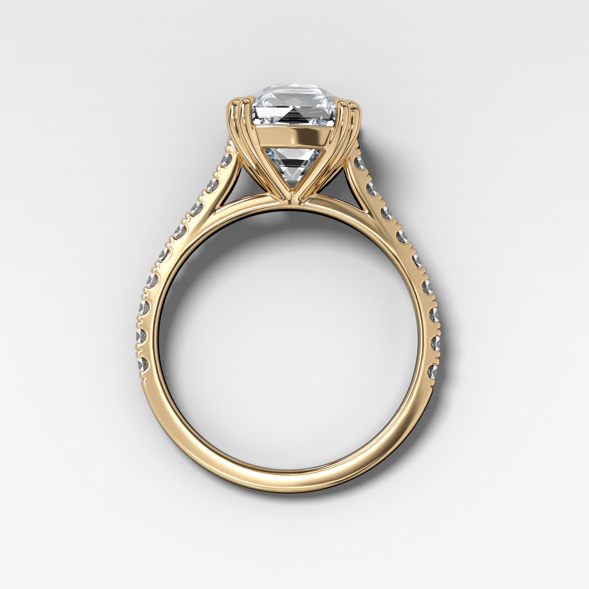 Signature Pave Engagement Ring With Old Mine Cut by Good Stone in Yellow Gold