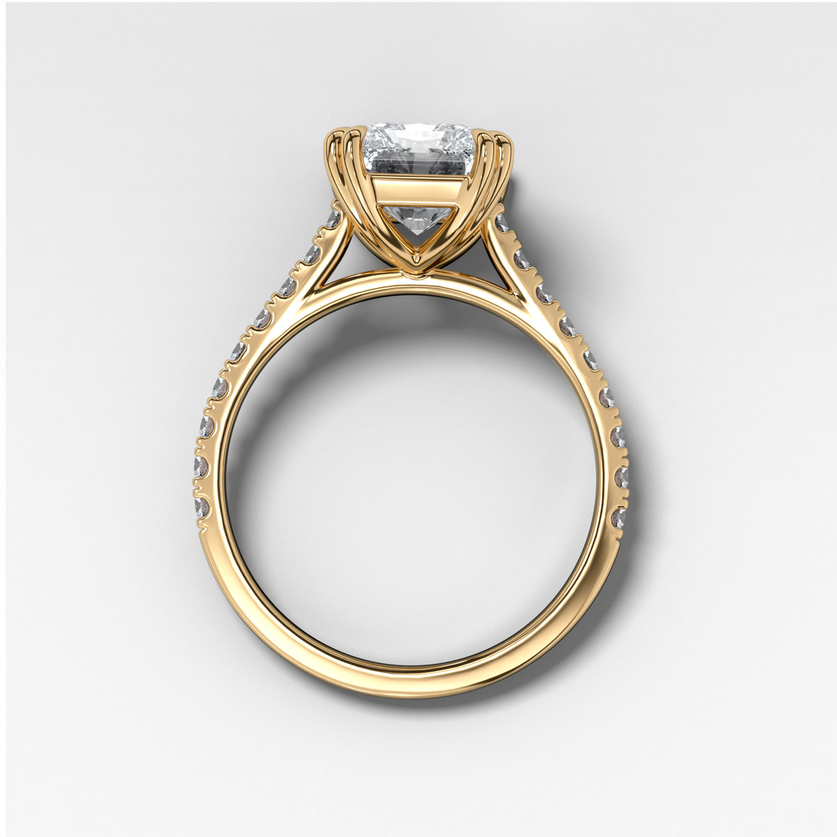 Signature Pavé Engagement Ring With Elongated Radiant Cut Diamond