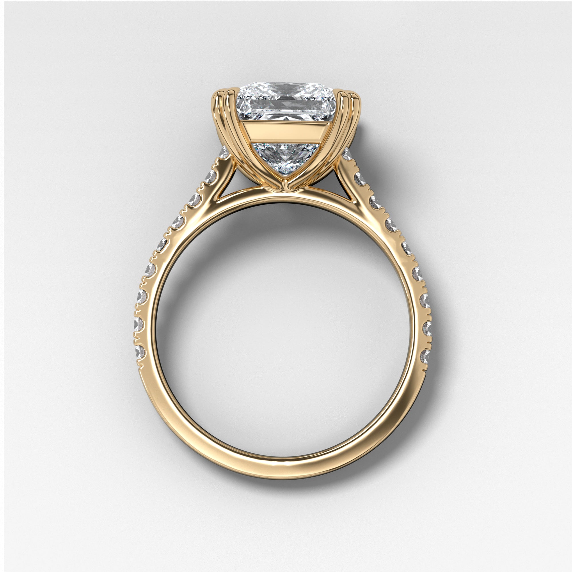 Signature Pave Engagement Ring With Princess Cut by Good Stone in Yellow Gold