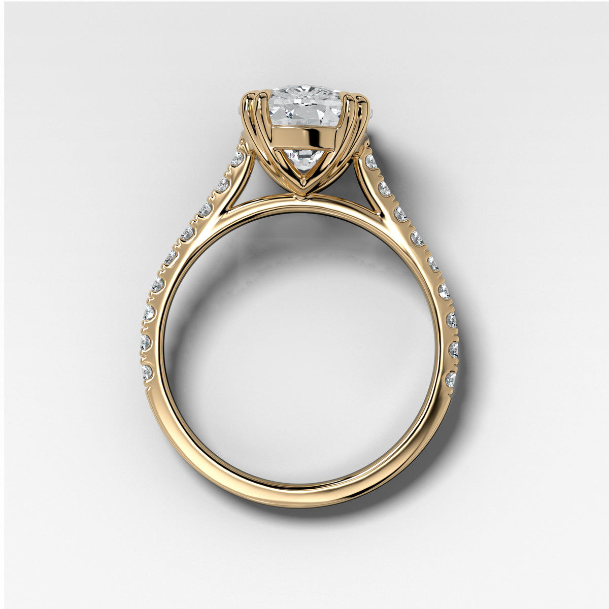 Signature Pavé Engagement Ring With Elongated Cushion Cut Diamond