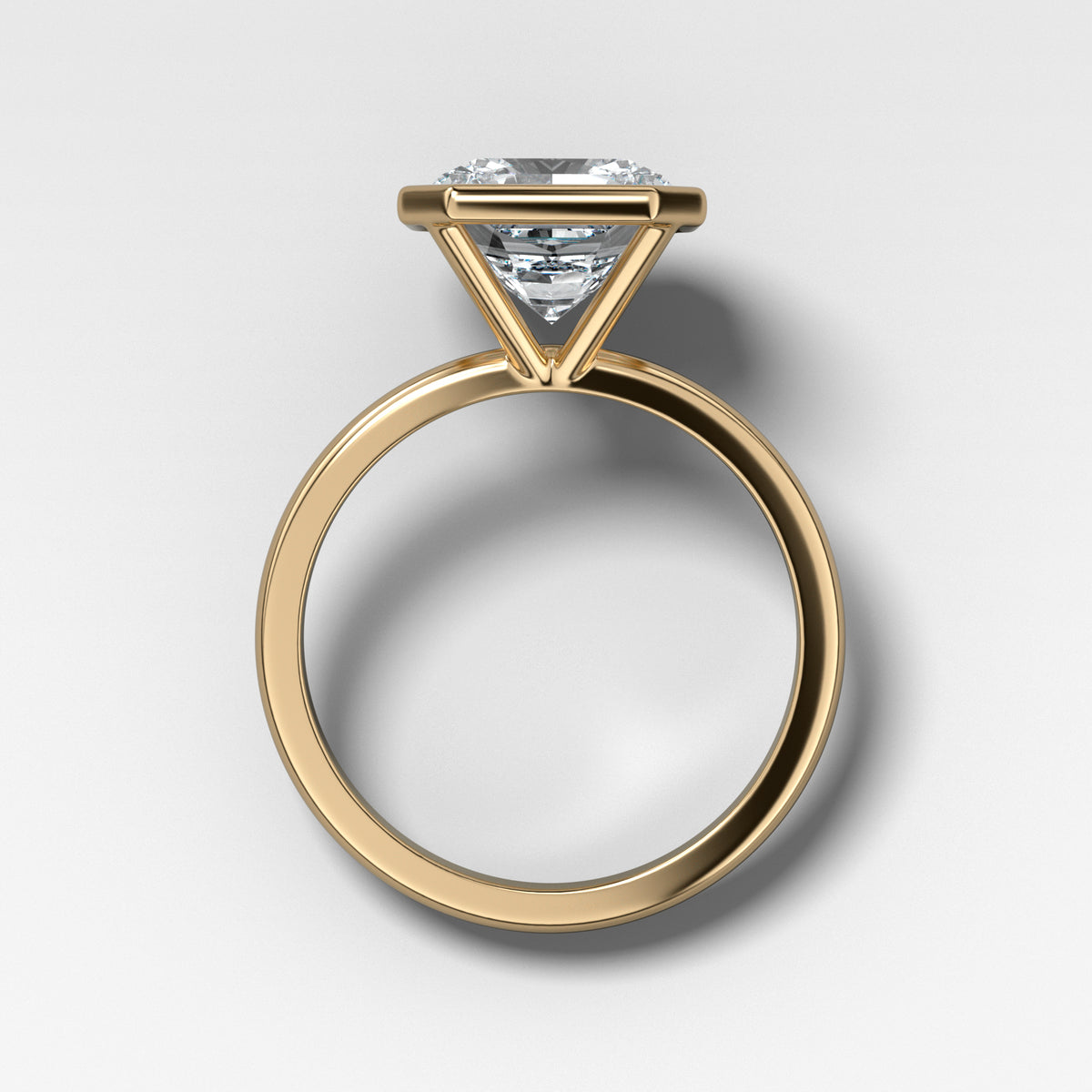 Penumbra Bezel Set Engagement Ring With 2ct Radiant Square Cut Lab Grown Diamond