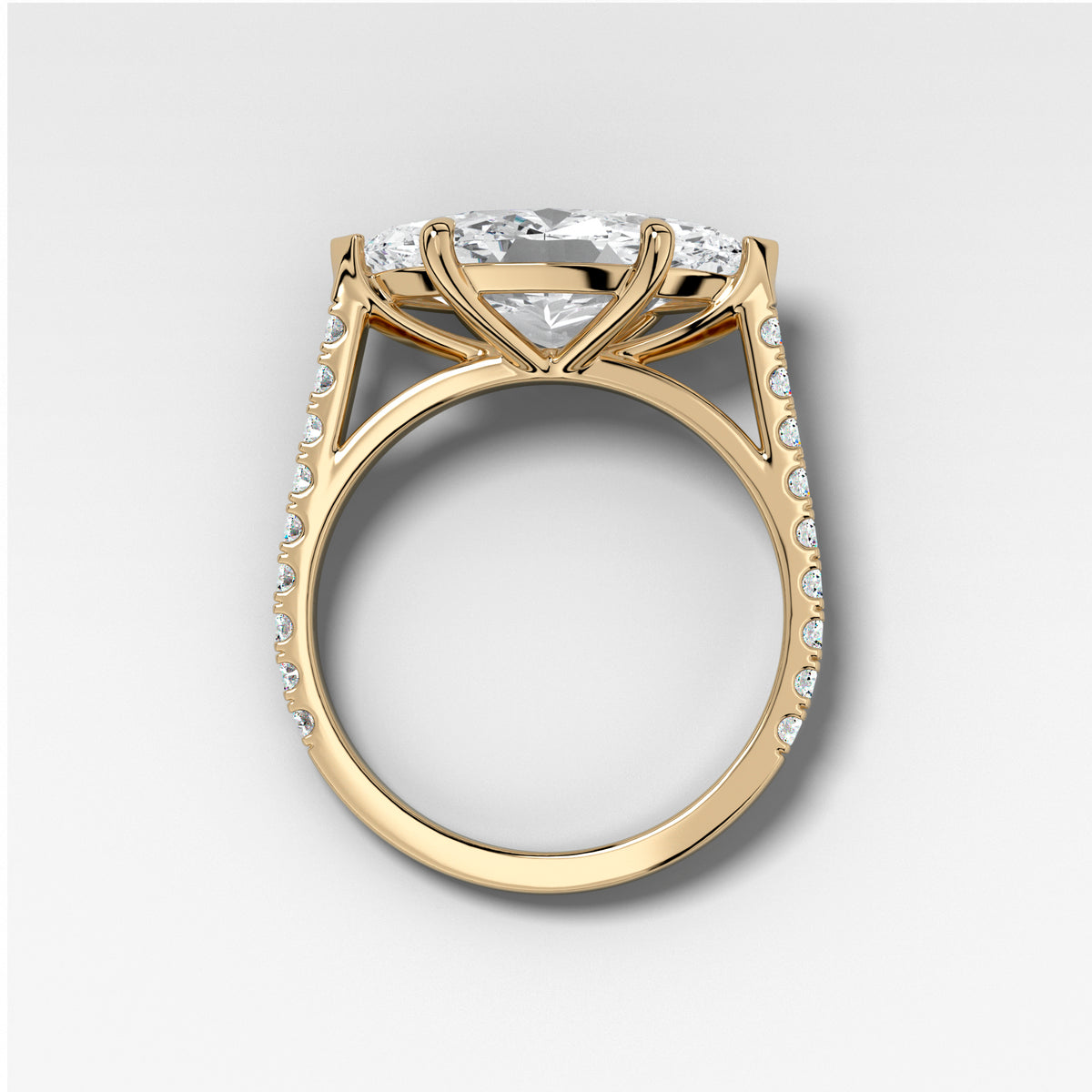 Signature Pavé Engagement Ring With East West Marquise Cut Diamond