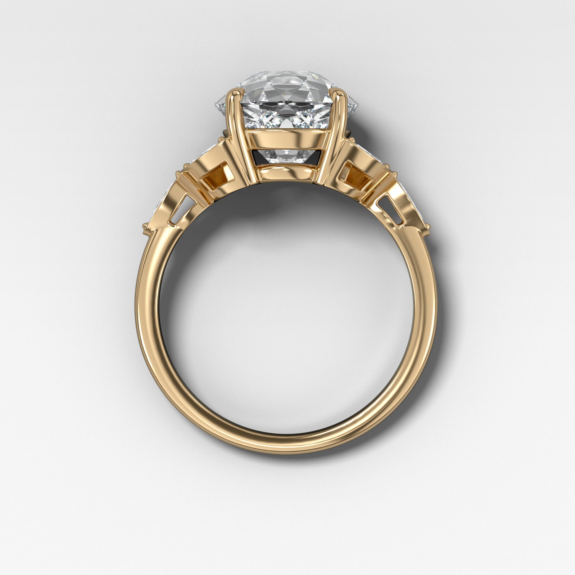 Laurel Ring With Old Euro Cut by Good Stone in Yellow Gold