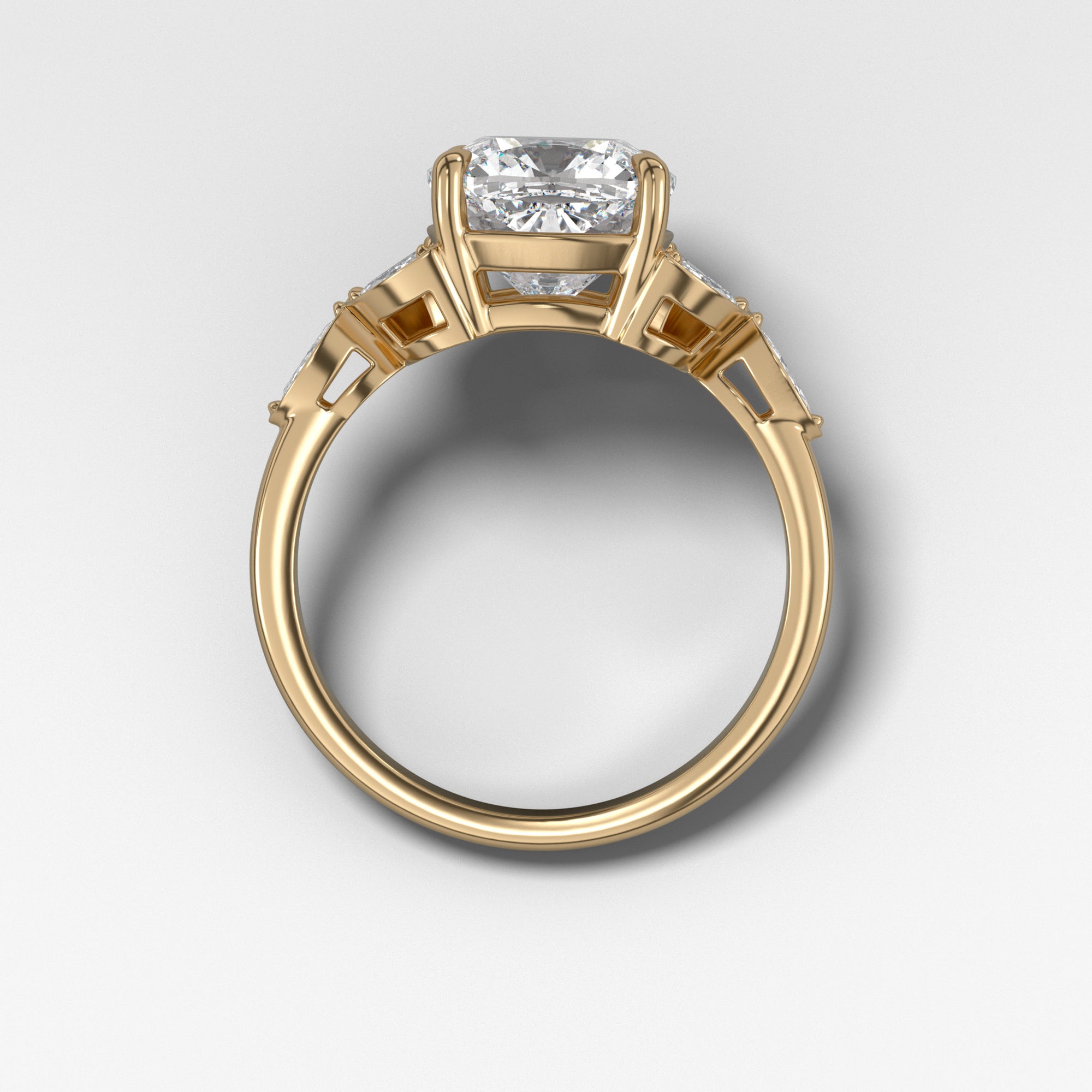 Laurel Ring With Cushion Cut by Good Stone in Yellow Gold