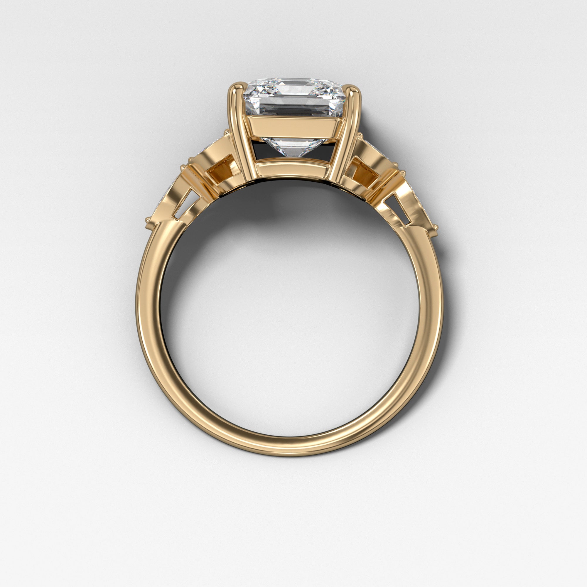 Laurel Ring With Asscher Cut by Good Stone in Yellow Gold