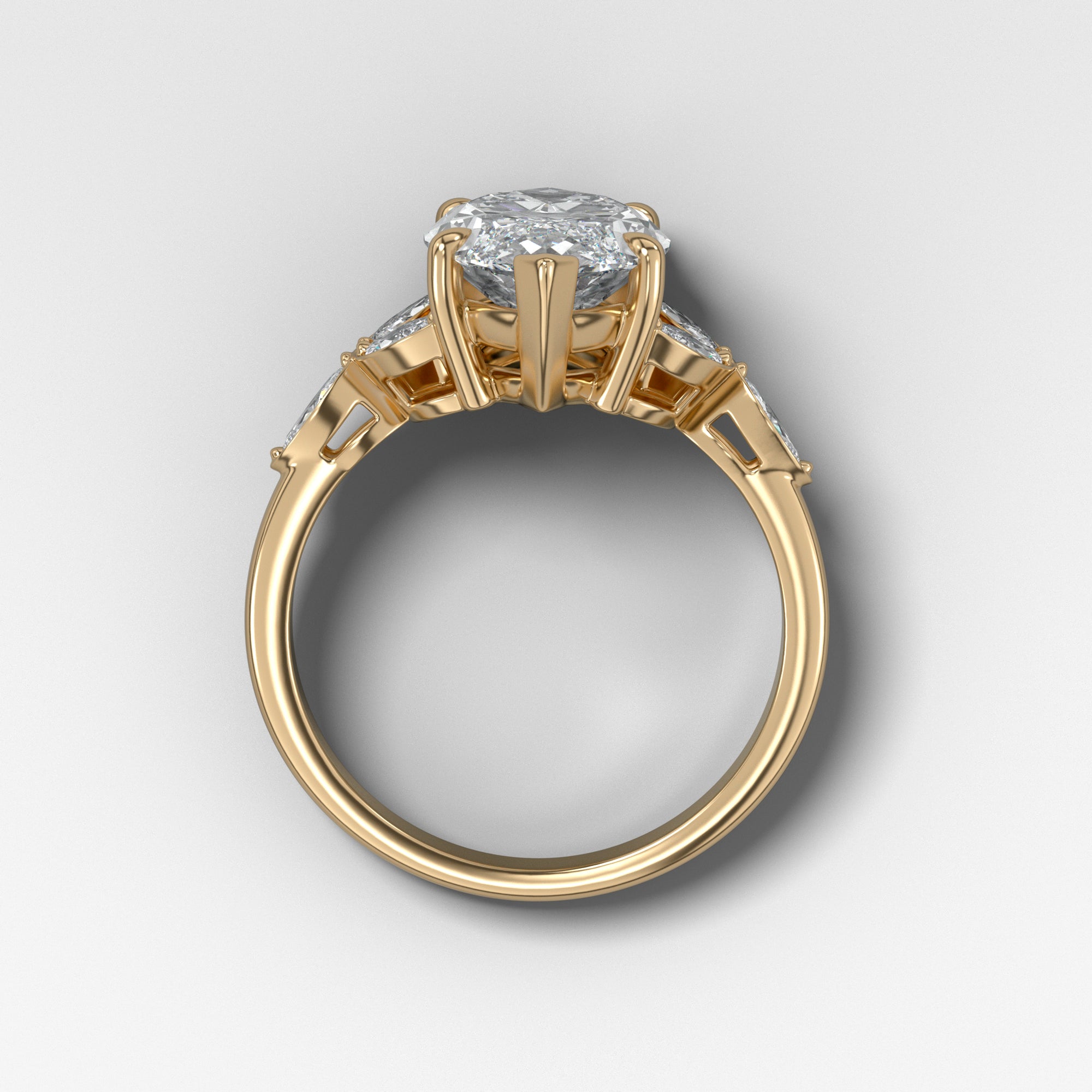 Laurel Ring With North South Marquise Cut by Good Stone in Yellow Gold