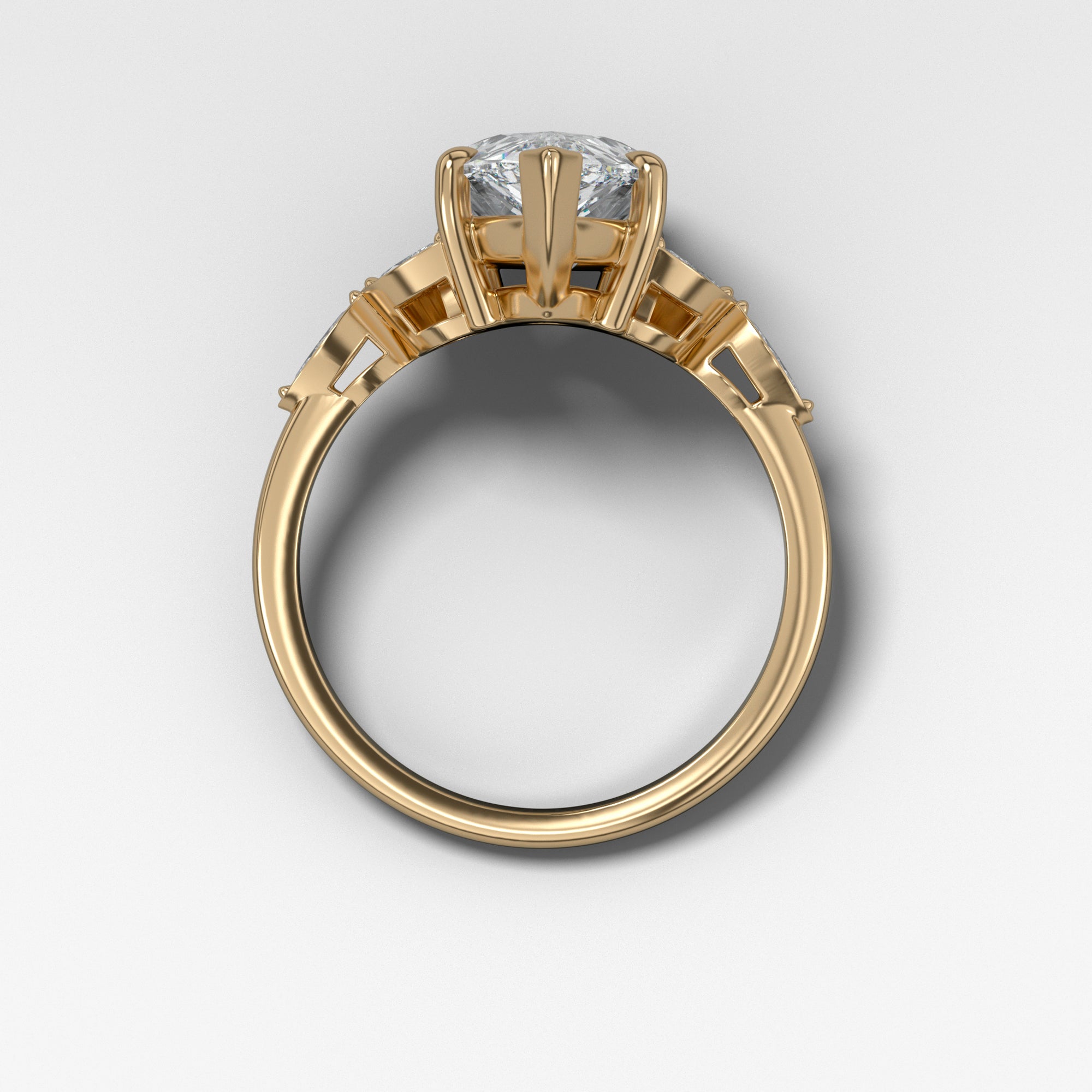 Laurel Ring With Pear Cut by Good Stone in Yellow Gold