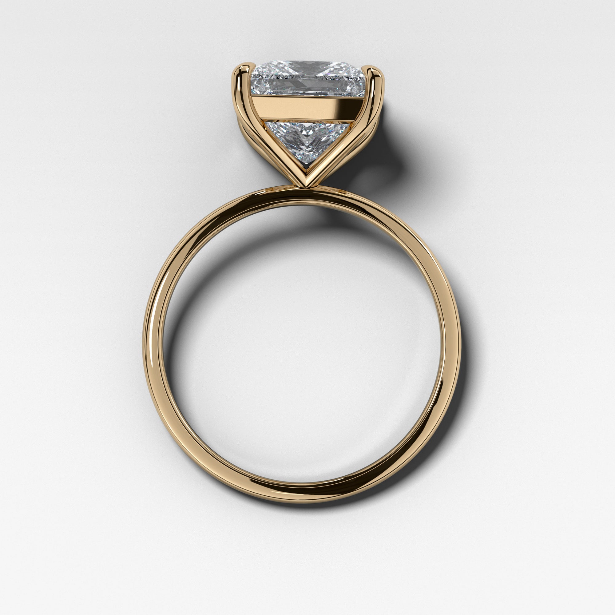 Thin + Simple Solitaire With Princess Cut by Good Stone in Yellow Gold