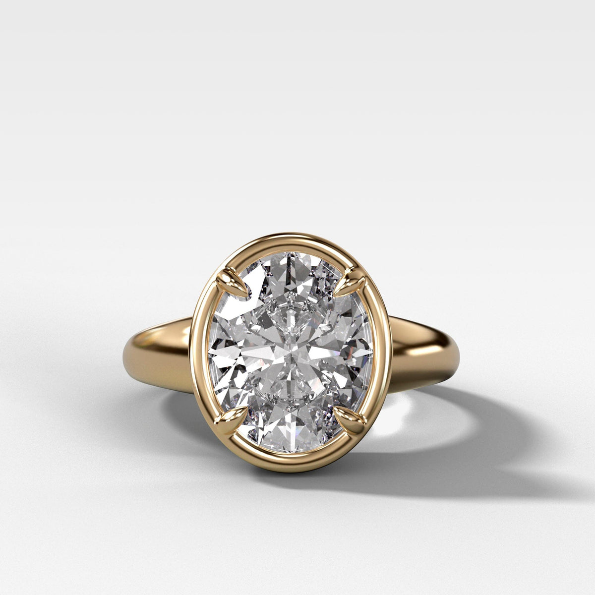 Club Engagement Ring with 2.96ct Lab Grown Oval Cut Diamond