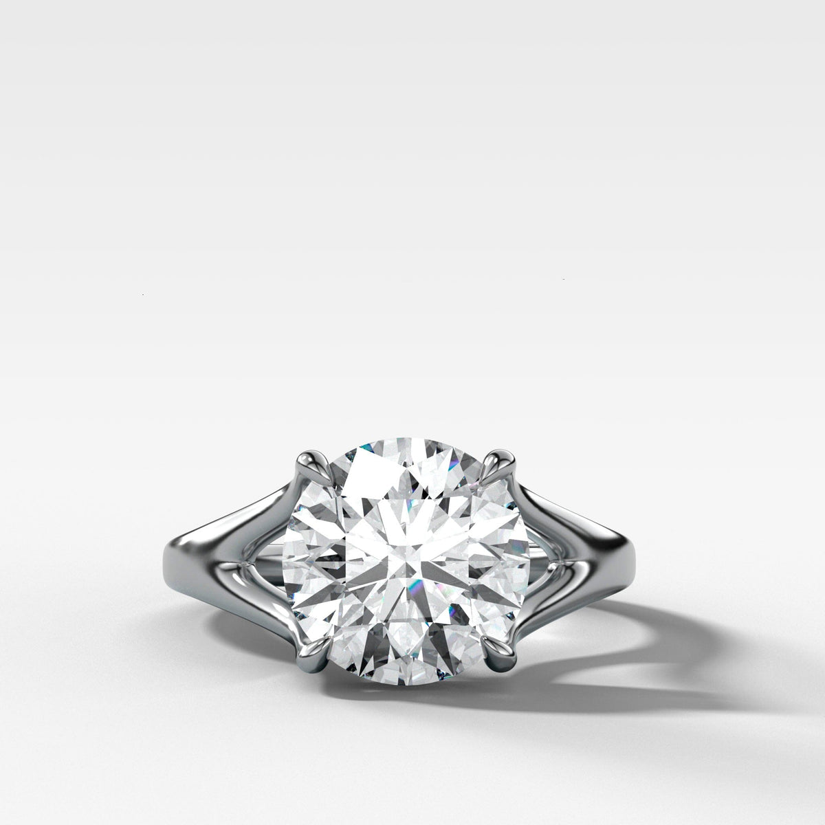 Split Shank Solitaire Engagement Ring with Round Cut Diamond