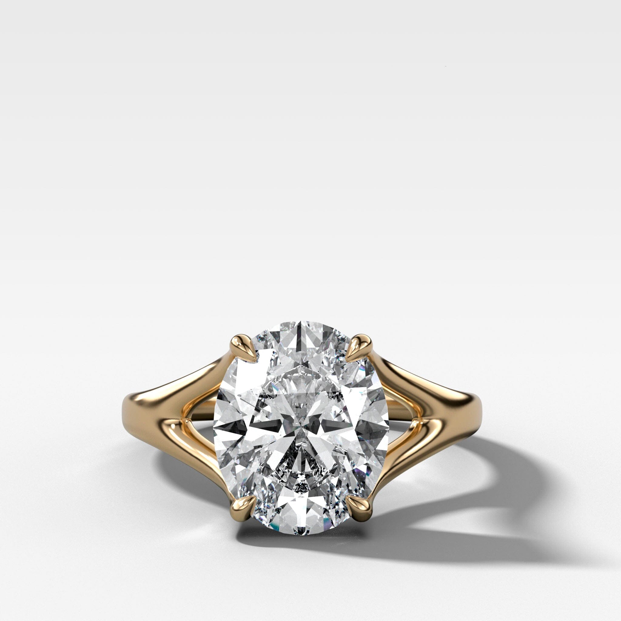 Split Shank Solitare with Oval Cut Engagement Good Stone Inc Yellow Gold 14k 