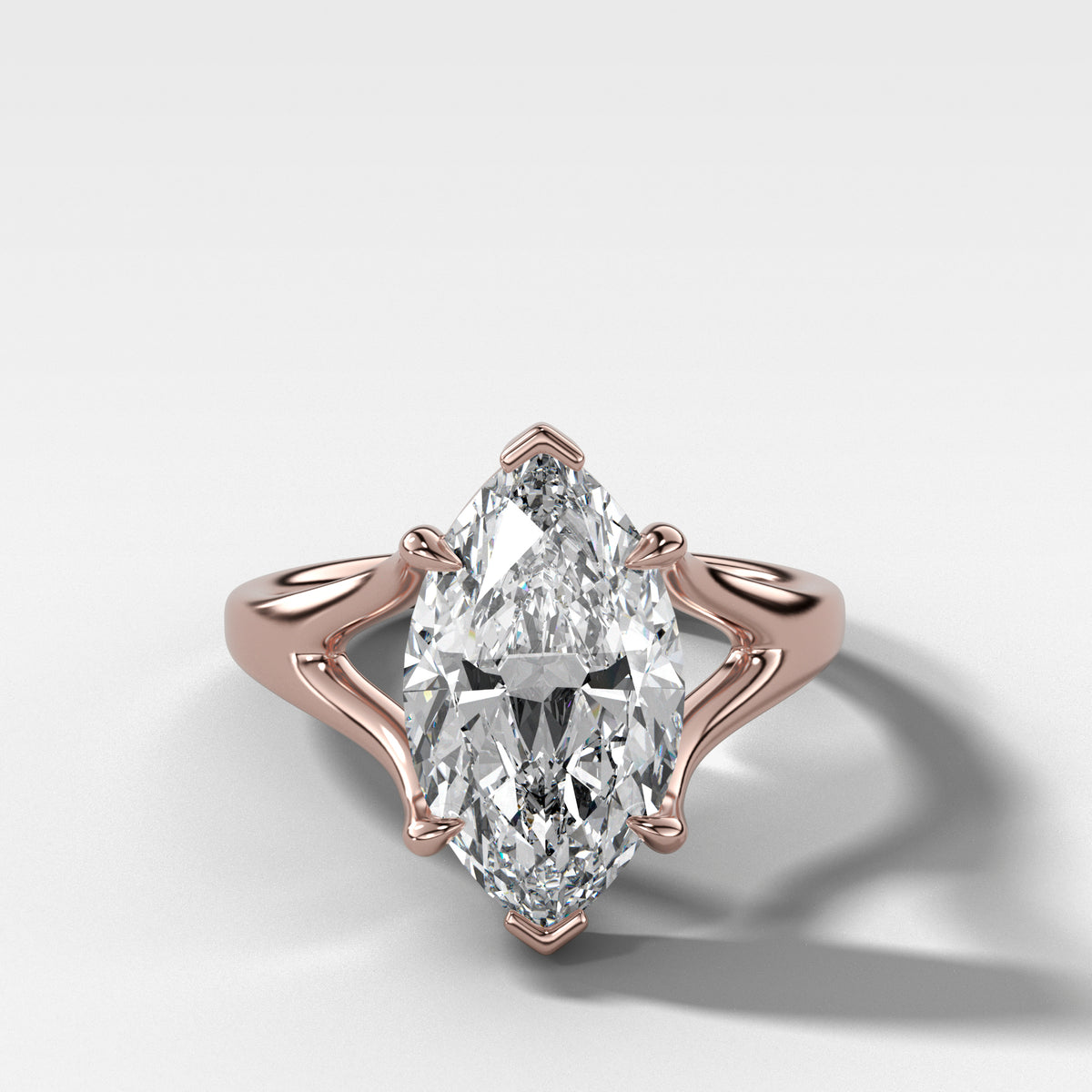 Split Shank Solitaire Engagement Ring with Marquise Cut Diamond