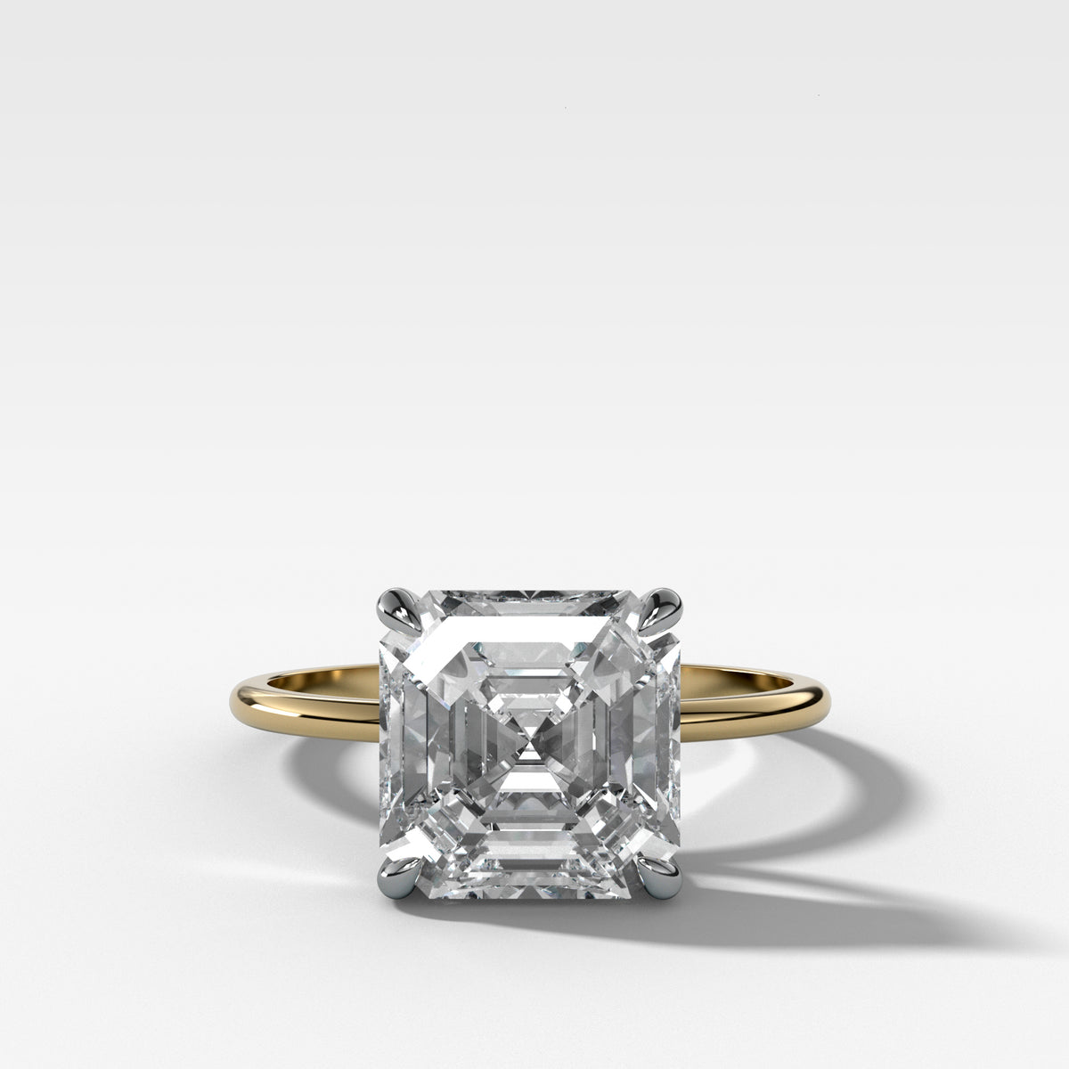 Thin + Simple Solitaire Engagement Ring With 3.02ct Lab Grown Asscher Cut Diamond