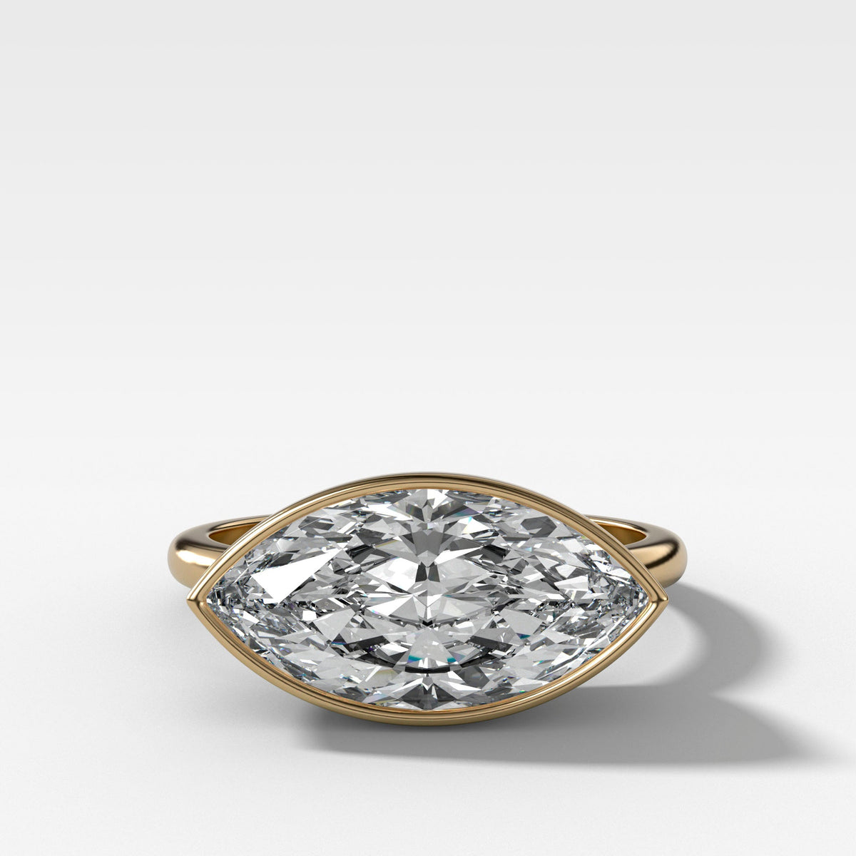 Penumbra Bezel Set Engagement Ring With 3.02ct East West Marquise Cut Lab Grown Diamond