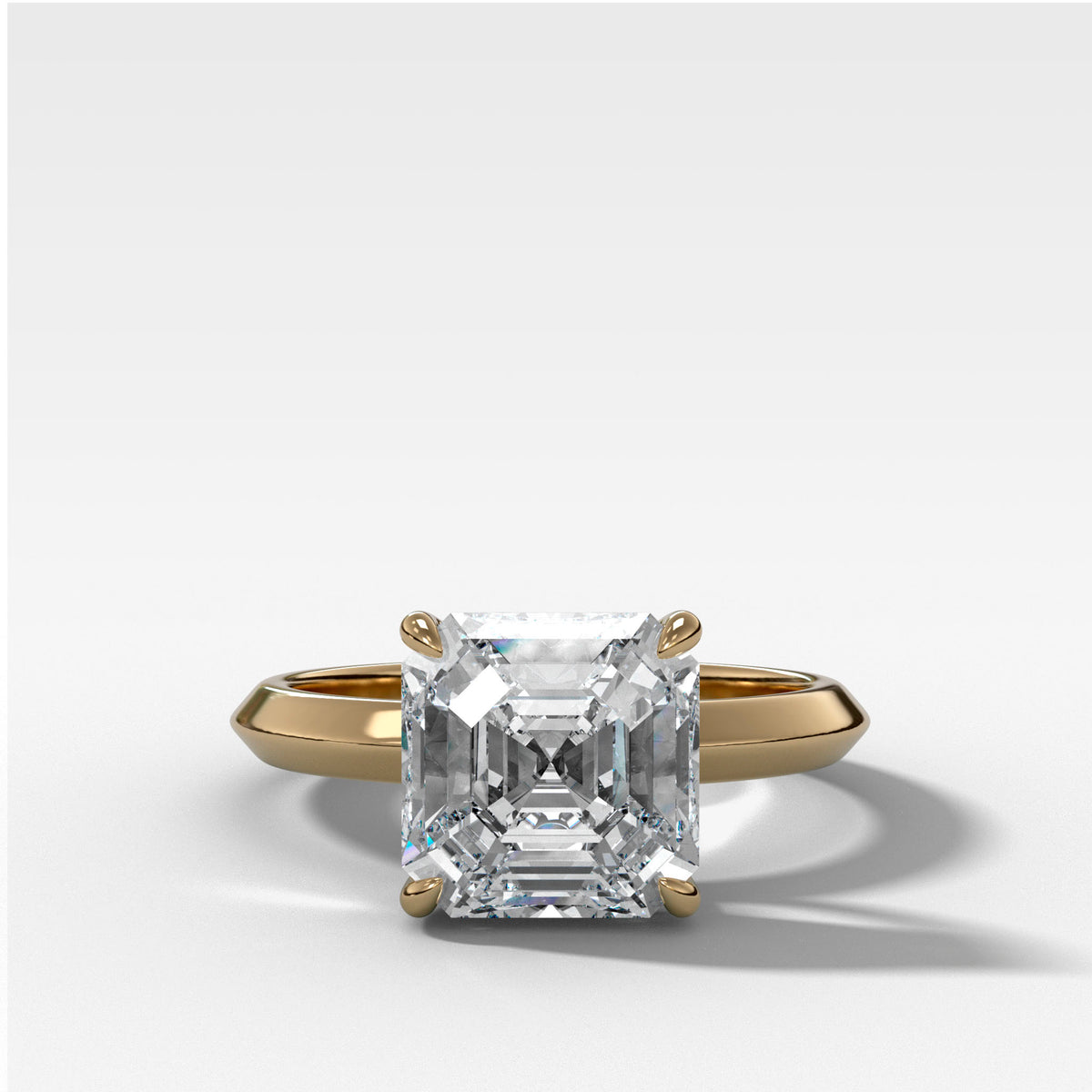 Butter Knife Solitaire Engagement Ring With Asscher Cut Diamond