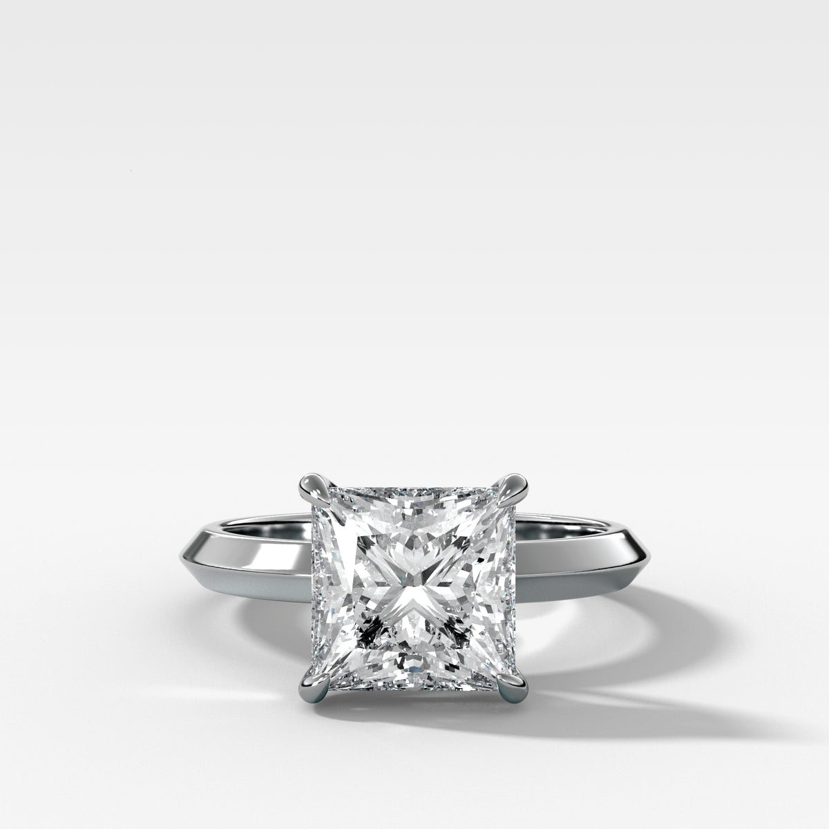 Butter Knife Solitaire Engagement Ring With Princess Cut Diamond