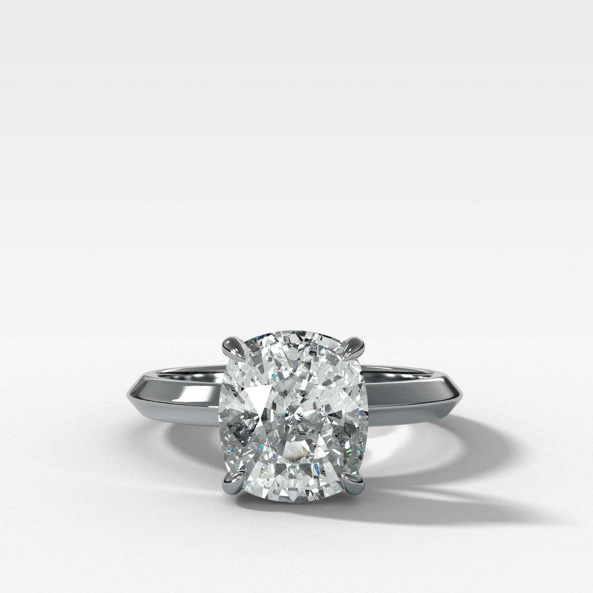 Butter Knife Solitaire Engagement Ring With Elongated Cushion Cut Diamond