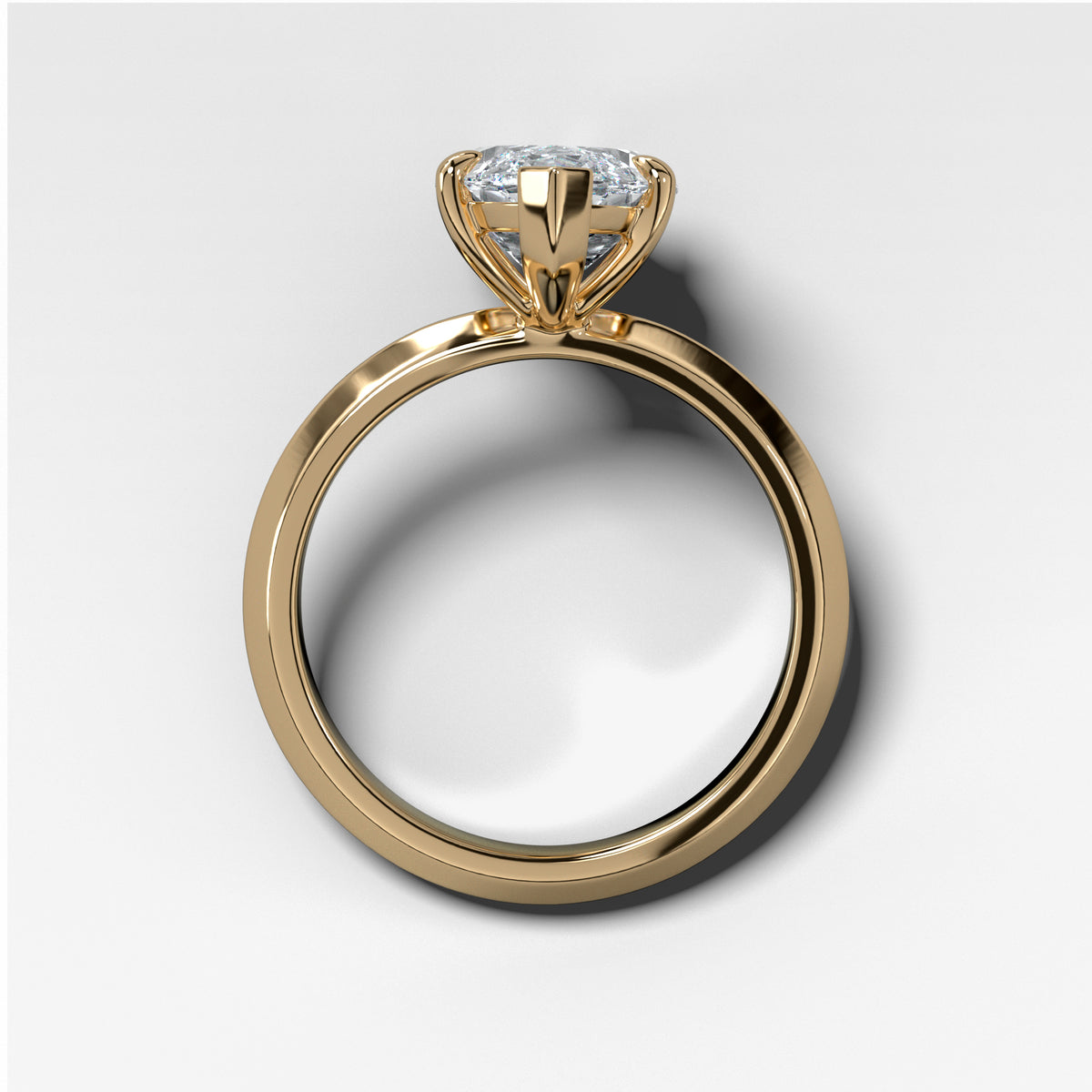 Butter Knife Solitaire Engagement Ring With Marquise Cut Diamond