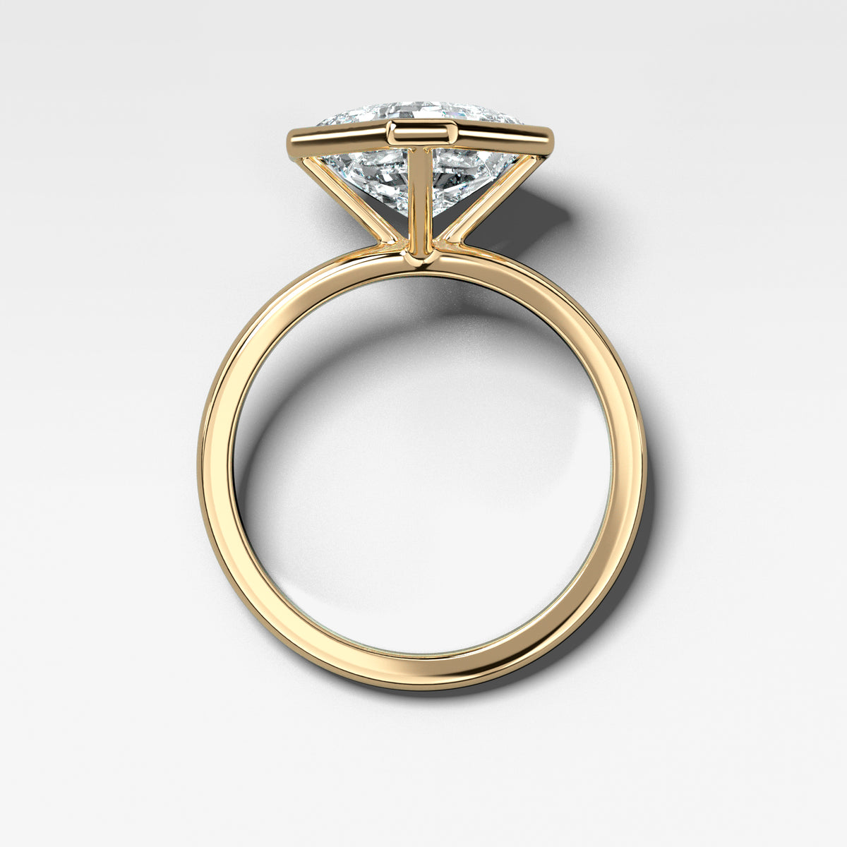 Penumbra Bezel Set Engagement Ring With Tilted Asscher Cut