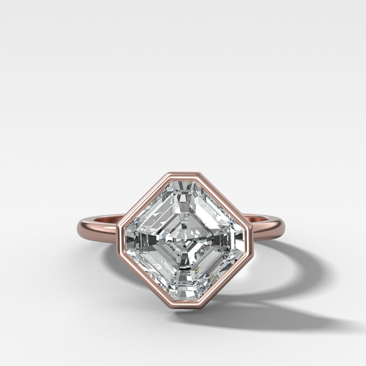 Penumbra Bezel Set Engagement Ring With Tilted Asscher Cut