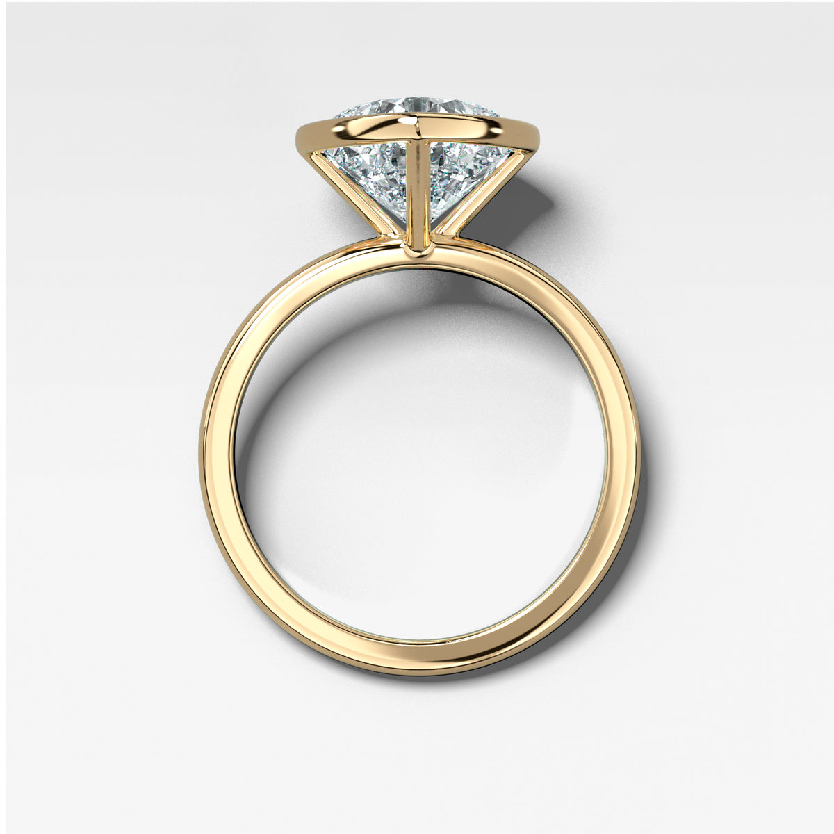 Penumbra Bezel Set Engagement Ring With Tilted Square Cushion Cut