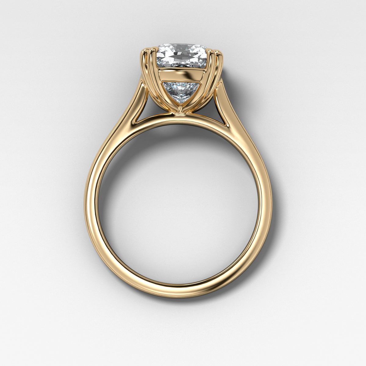 Signature Cathedral Solitaire Engagement Ring With Cushion Cut Diamond