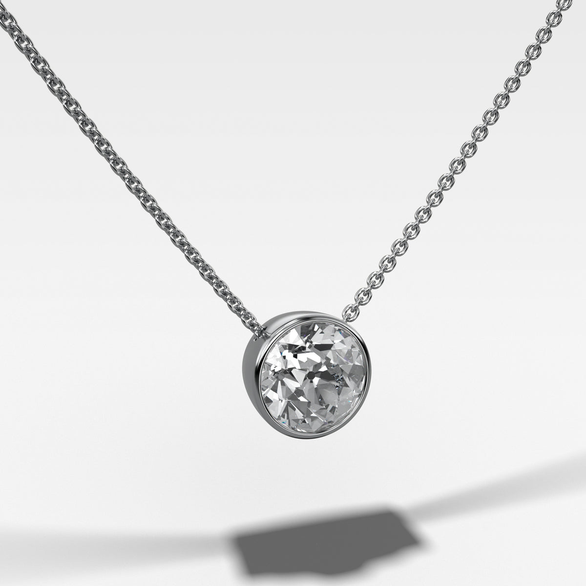 Bezel Pendant Necklace with Old Euro Cut Diamond