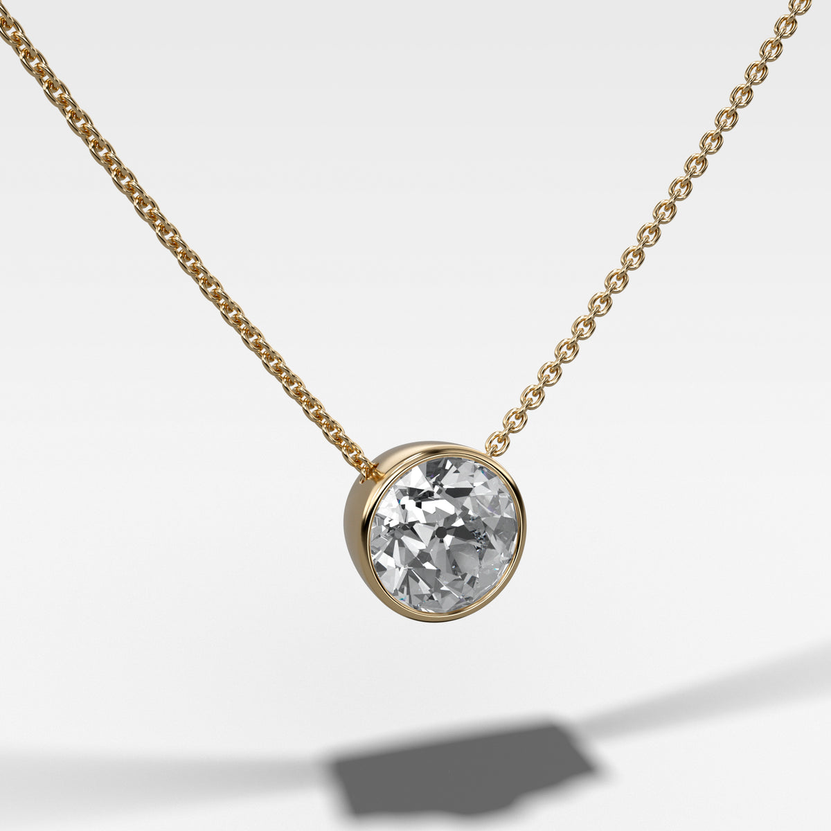 Bezel Pendant Necklace with Old Euro Cut Diamond