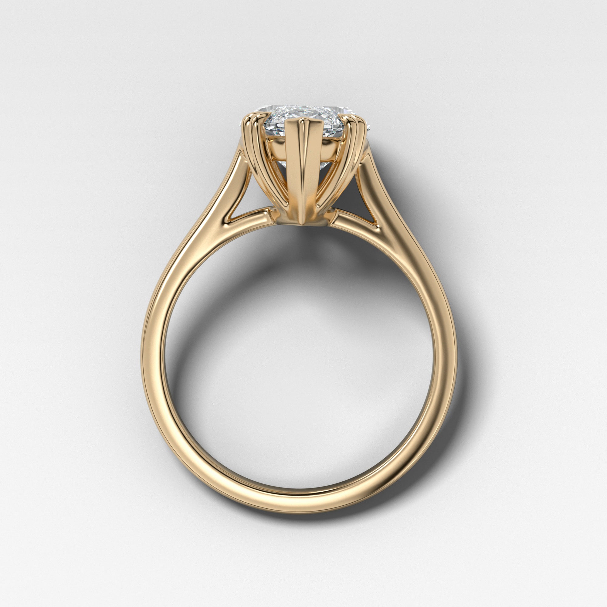 Signature Cathedral Solitaire With Marquise Cut (North South) by Good Stone in Yellow Gold