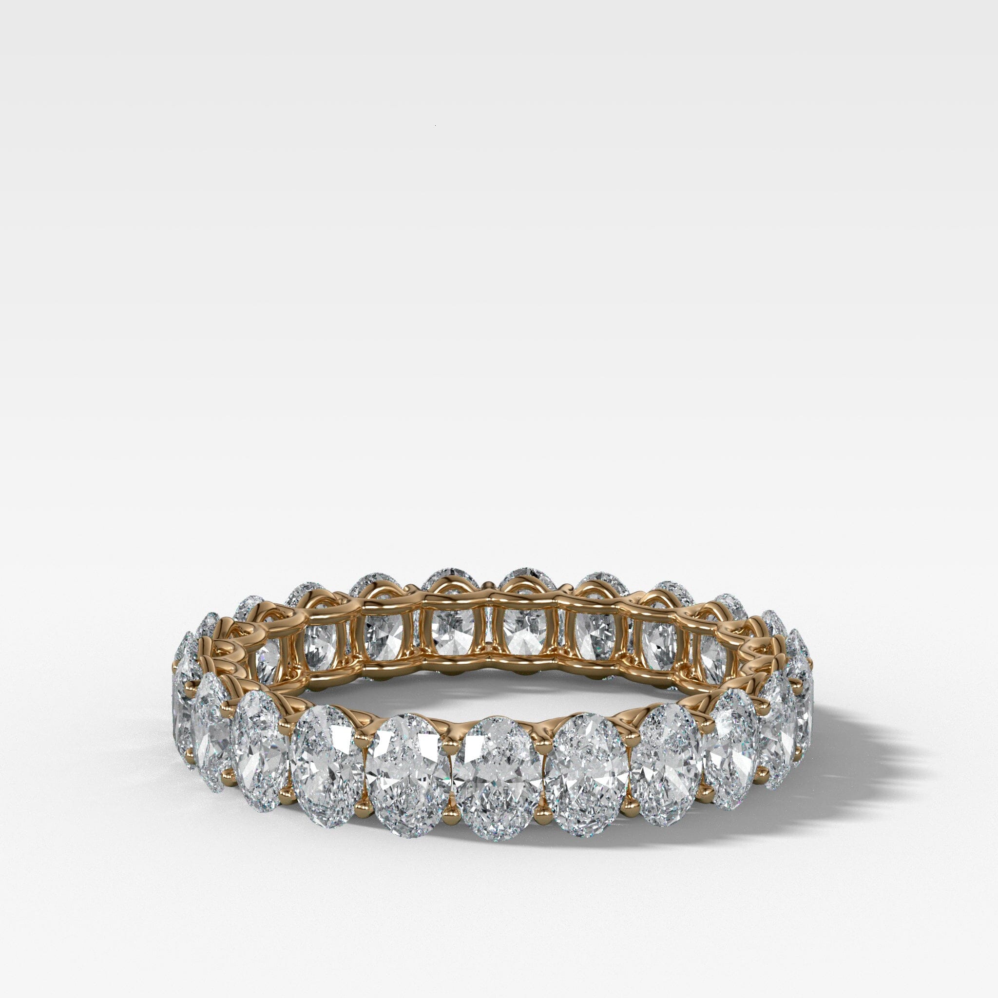 Petite Shared Prong Eternity Band with Oval diamonds Band Good Stone Inc Yellow Gold 14k Natural