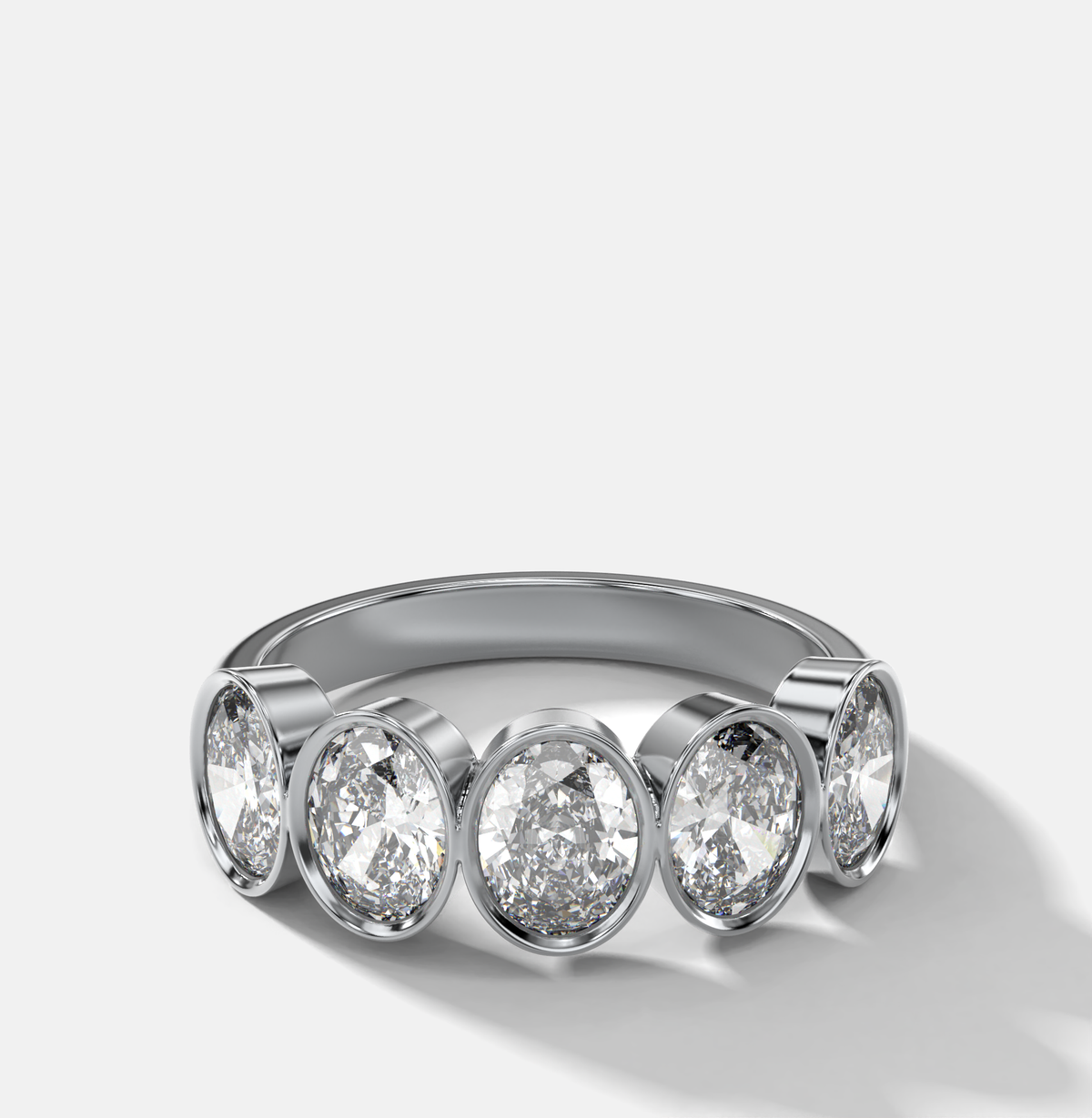 Five Stone Bezel Set Diamond Band With Oval Cuts (2.50ctw)