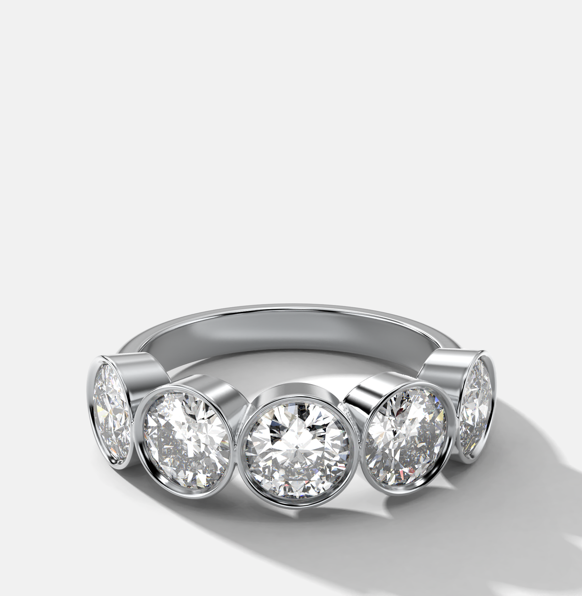 Five Stone Bezel Set Diamond Band With Round Cuts (2.50ctw)