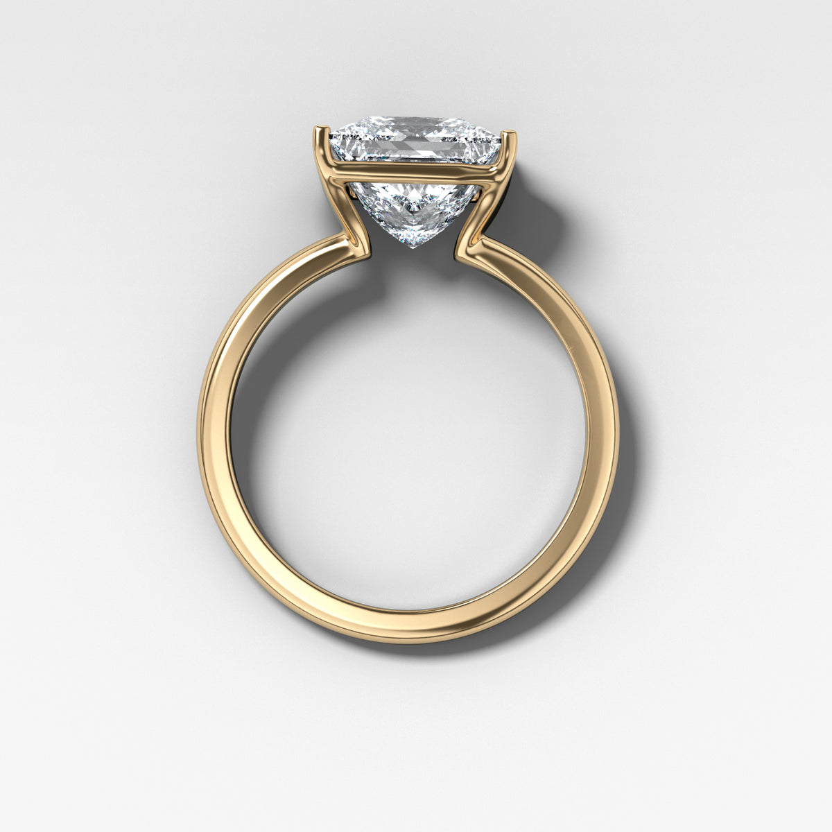 Half Bezel Solitaire Engagement Ring With Princess Cut Diamond