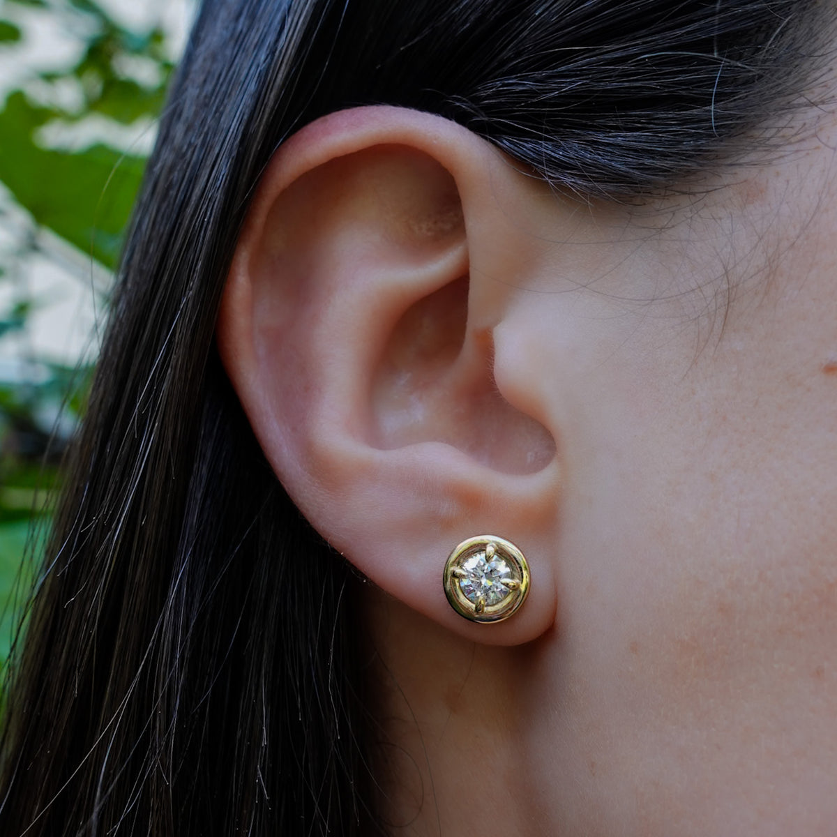 Club Earring with Round Cuts