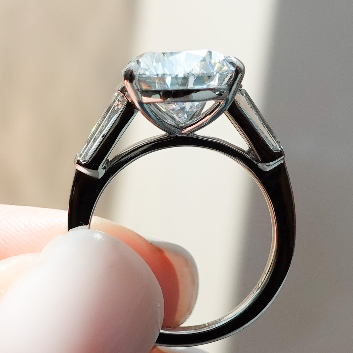 Translunar Tapered Baguette Engagement Ring With Pear Cut Diamond