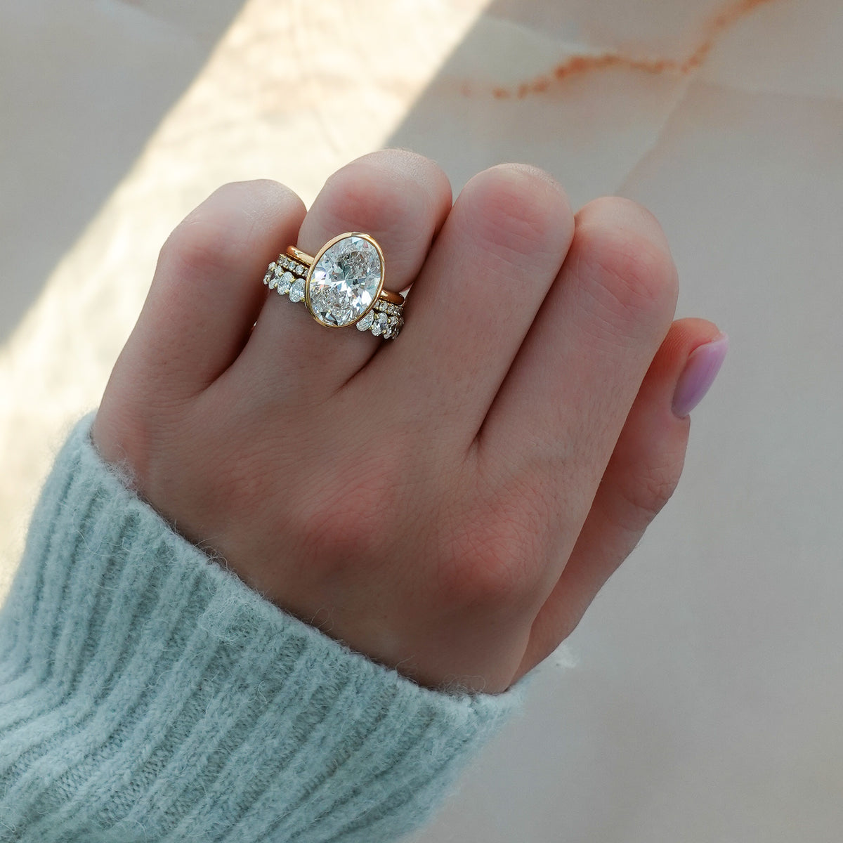 Penumbra Bezel Set Engagement Ring With Oval Cut