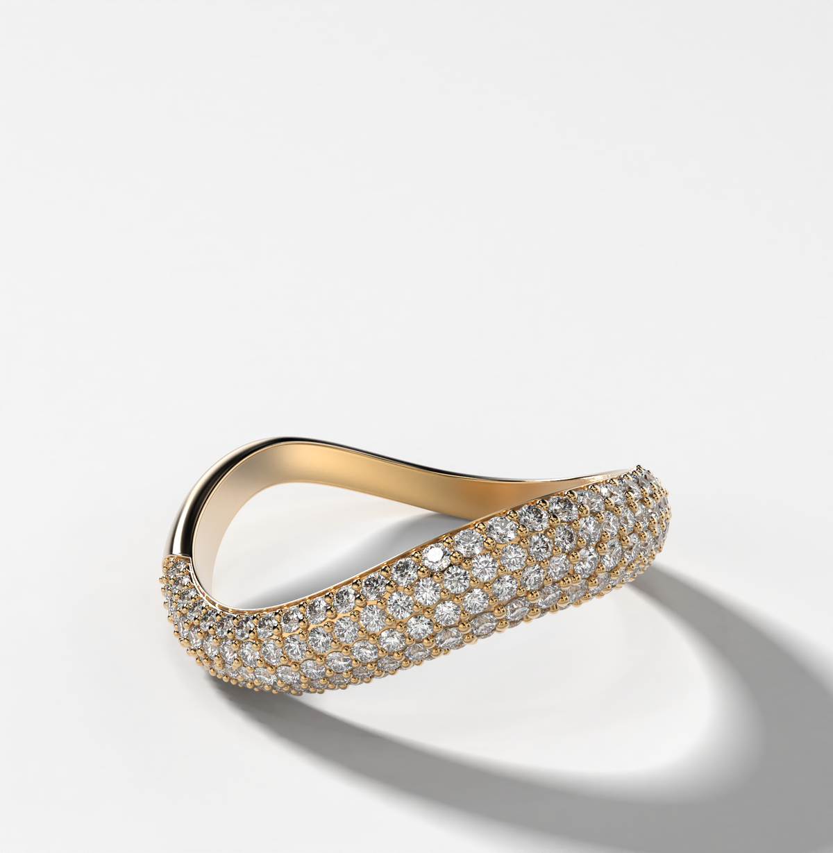 Contoured Pavé Wedding Band