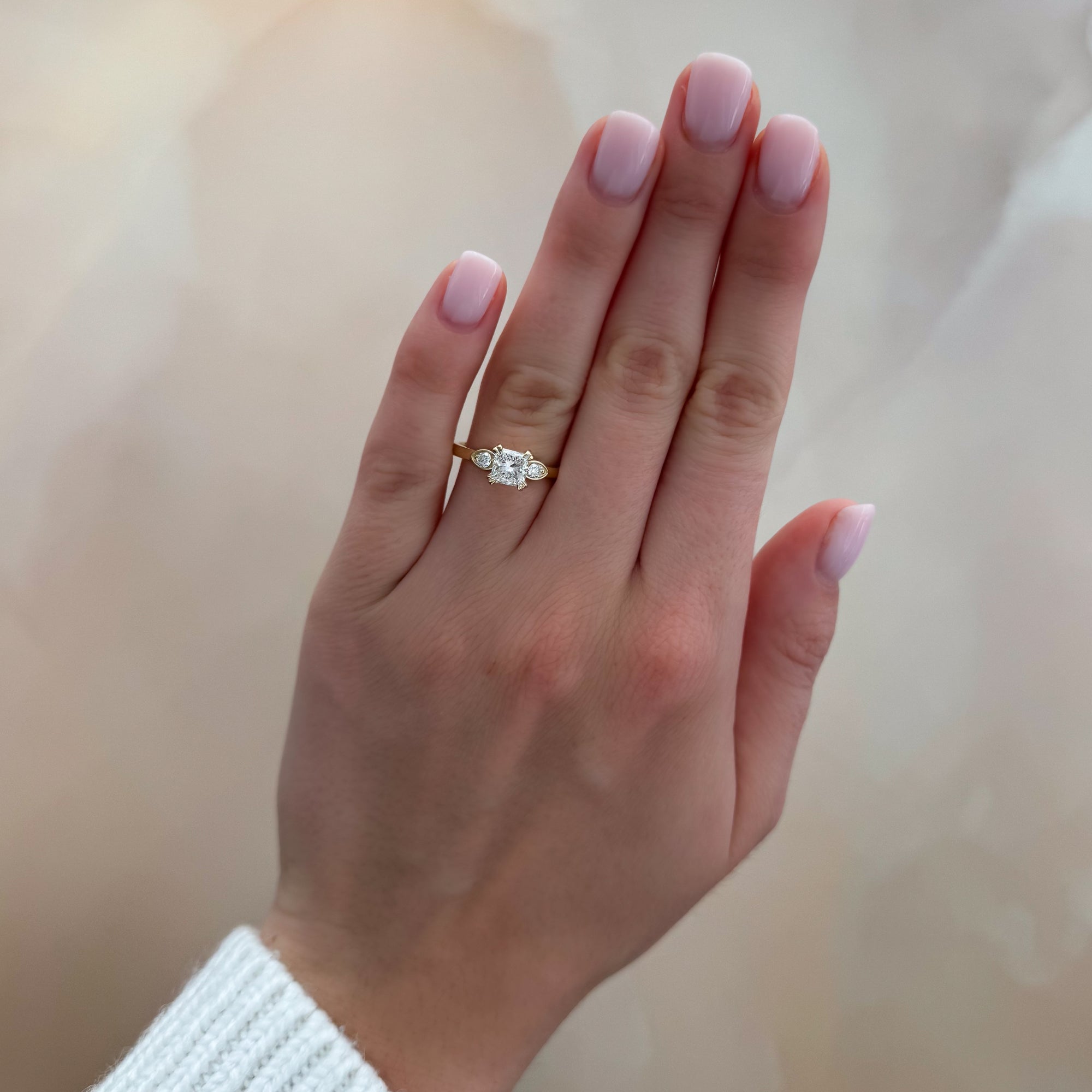 Vintage Ridge Shank Diamond Engagement Ring With Princess Cut by Good Stone in Yellow Gold