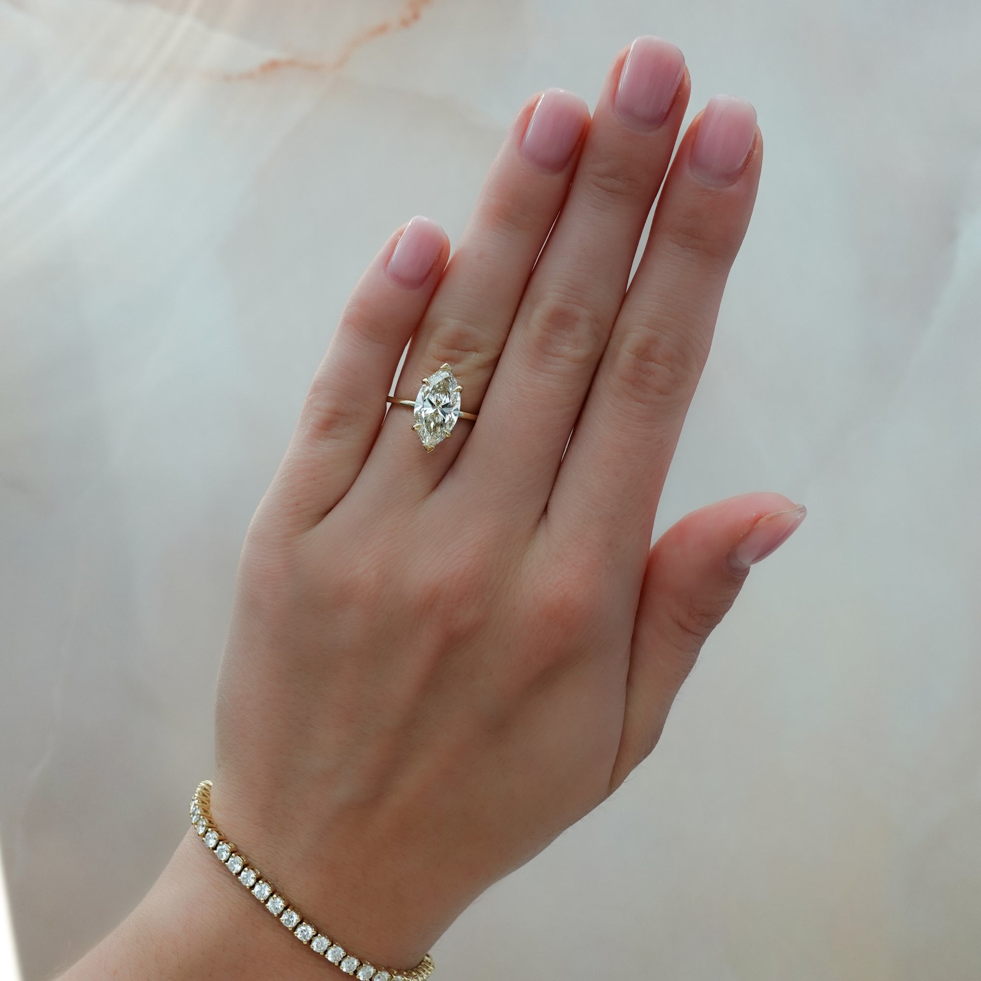 Thin + Simple Solitaire With Marquise Cut by Good Stone in Yellow Gold