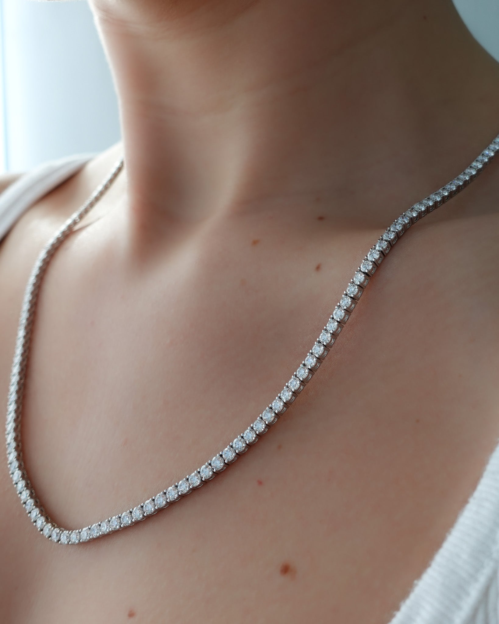 Graduated Tennis Necklace (10.00ctw) Necklace Good Stone Inc White Gold 14k Natural