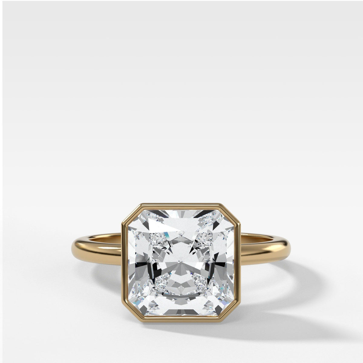 Penumbra Bezel Set Engagement Ring With 2ct Radiant Square Cut Lab Grown Diamond